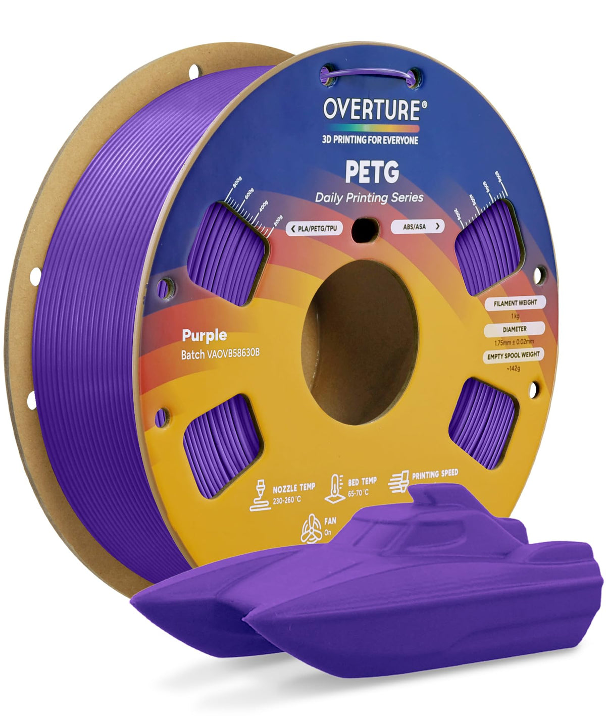 OVERTURE 4KG Bundle PETG 3D Printer Filament 1.75mm, Neatly Wound Durable PETG 4 Pack 1kg(2.2lbs), Strong Toughness Filament, Dimensional Accuracy +/- 0.02mm, Fit Most FDM Printers (Black (4-Pack)