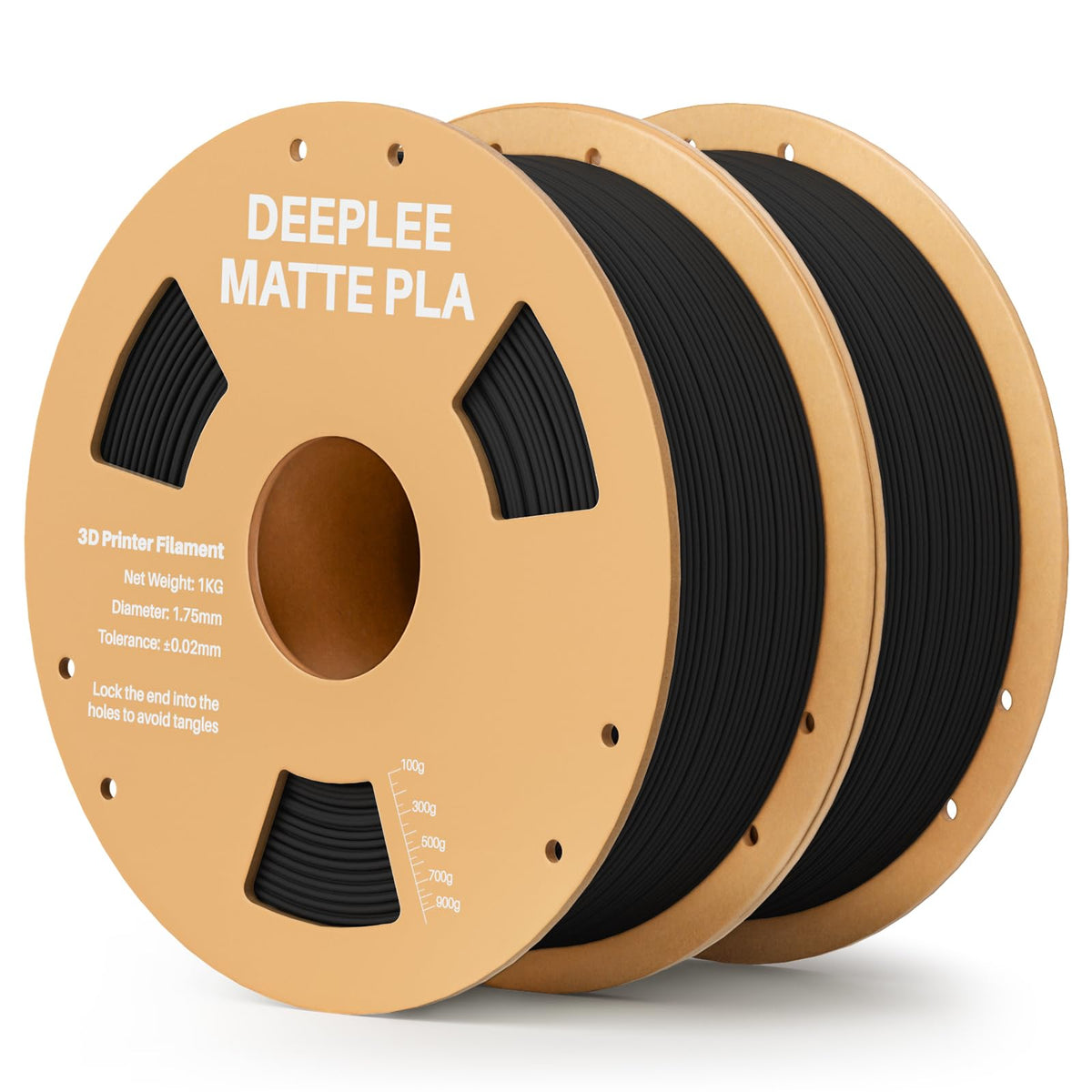 Matte PLA Filament 1.75mm, 3D Printer Filament Dimensional Accuracy +/- 0.02mm, No Clogging, Higher Toughness, Cardboard Spool 3D Filament, 4 Pack Black