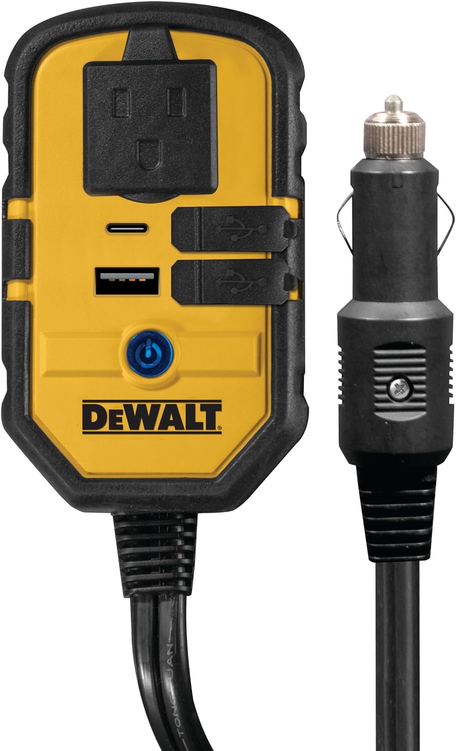 DEWALT DXAEPIP3W 20V, 3-Way Powered (Cables, Battery, DC Plug) 1000 Watt Power Inverter; Dual AC Outlets, 1 USB-A Port, & 1 USB-C 30W Port