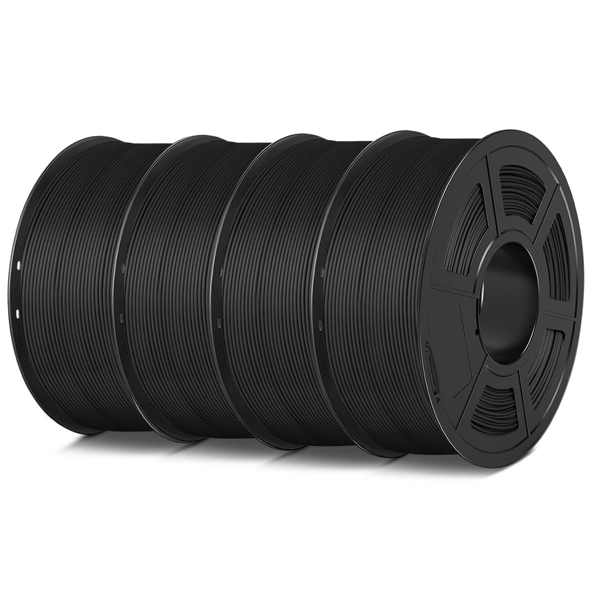 SUNLU 4KG 3D Printer Filament Bundle PLA Matte 1.75mm, Neatly Wound Filament with Matte Finish, Print with 99% FDM 3D Printers, 1kg Spool (2.2lbs), 4 Packs, Black*4