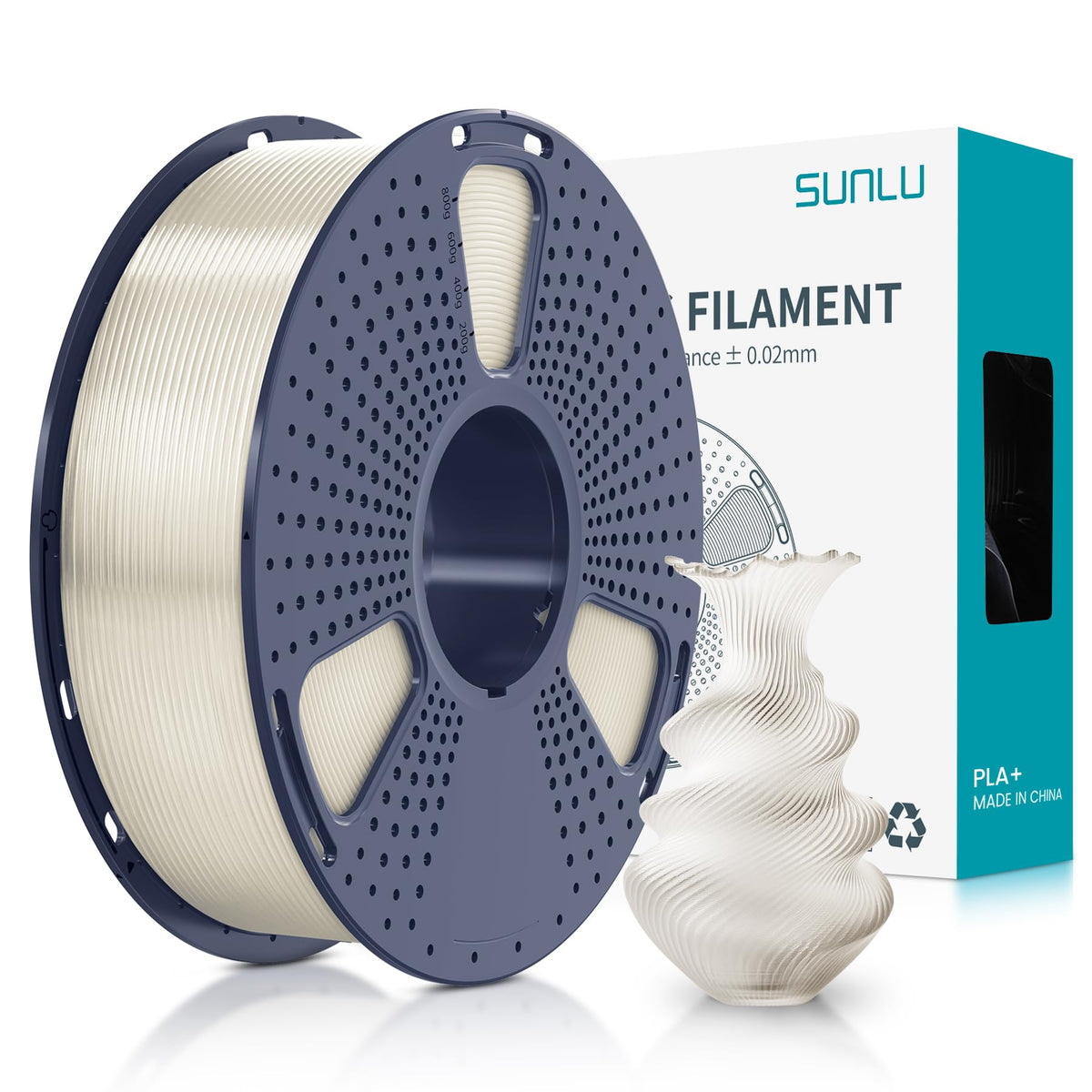 SUNLU 3D Printer Filament Bundle, PLA Plus Filament 10KG 1.75mm, Neatly Wound Filament for Most 3D Printer, 10 Colors, 1kg Spool, Black+White+Grey+Green+Blue+Grassgreen+Bluegrey+Pureyellow+Red+Orange