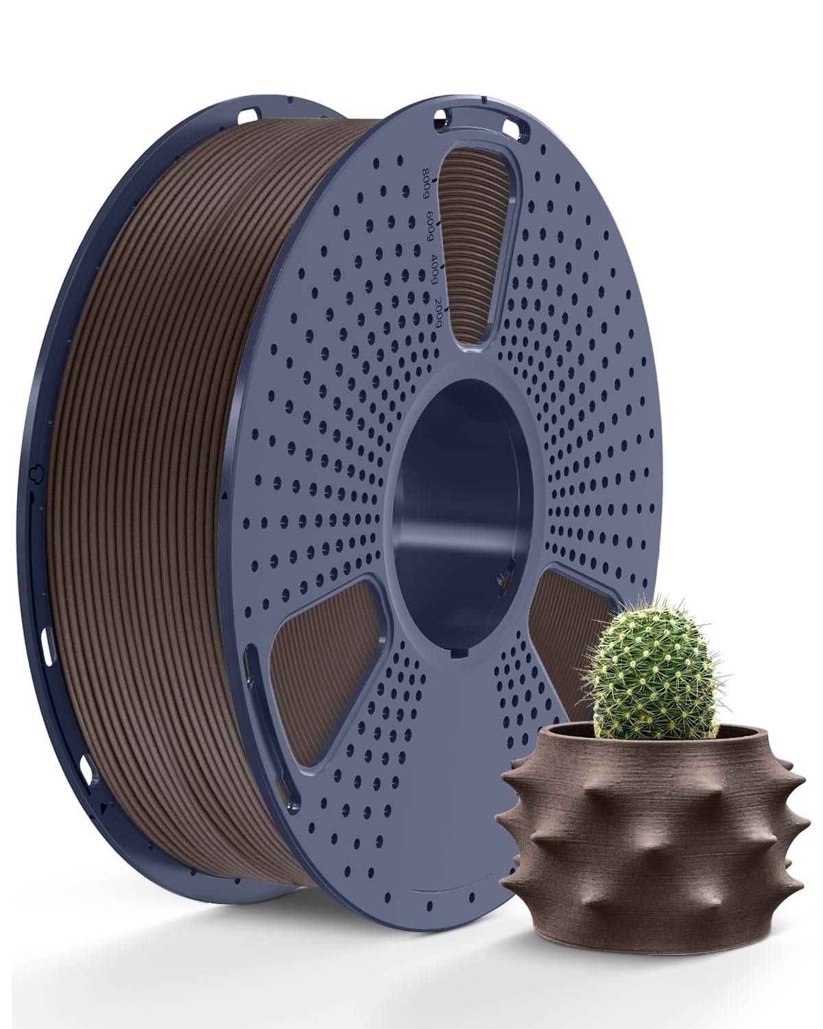 SUNLU 3D Printer Filament Bundle PLA Filament 1.75mm, Individually Vacuum Packed, 0.25kg per Spool, 2kg in Total, 8 Pack, Black+Bone White+Grey+Brown+Red+Blue+Olive Green+Wood