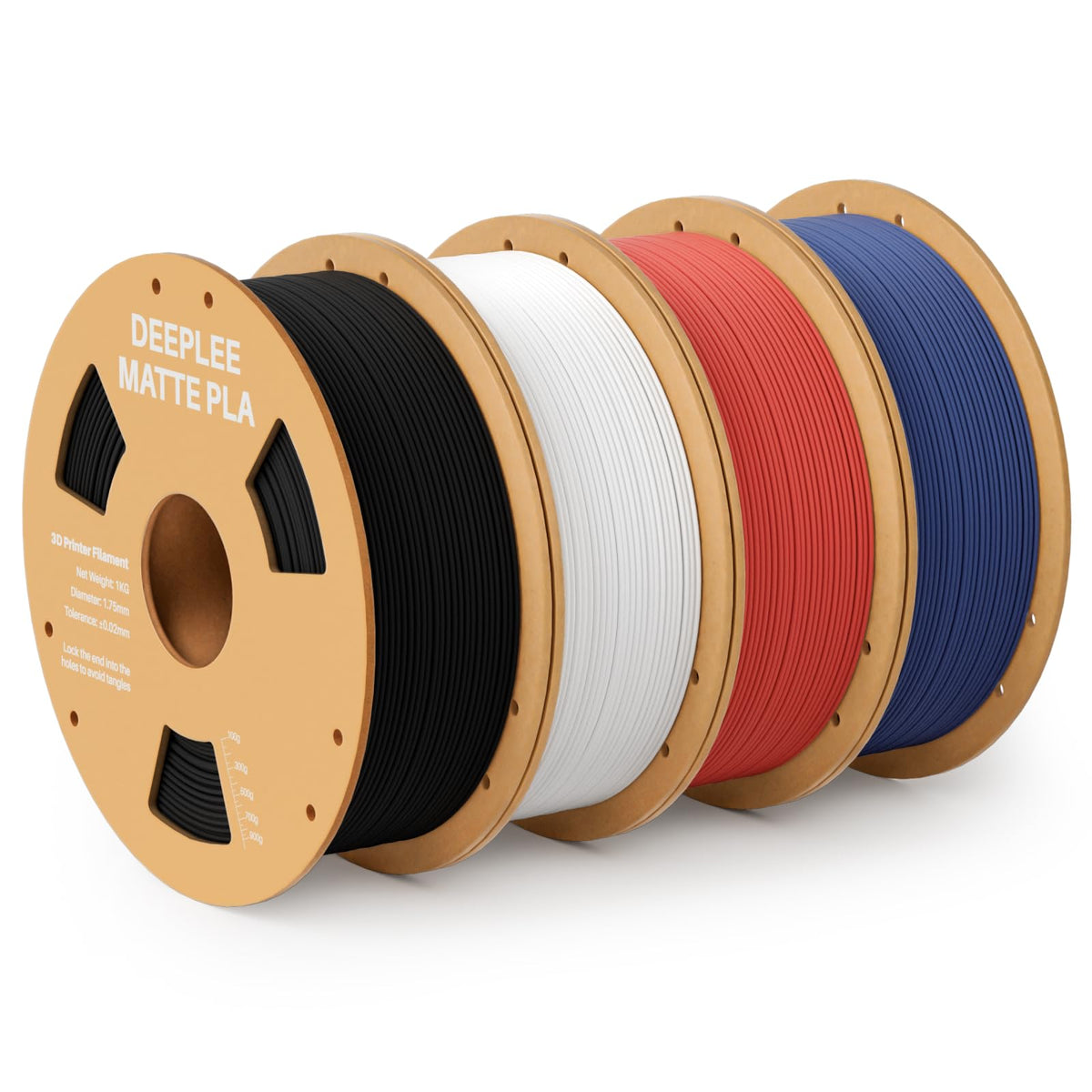 Matte PLA Filament 1.75mm, 3D Printer Filament Dimensional Accuracy +/- 0.02mm, No Clogging, Higher Toughness, Cardboard Spool 3D Filament, 4 Pack Black