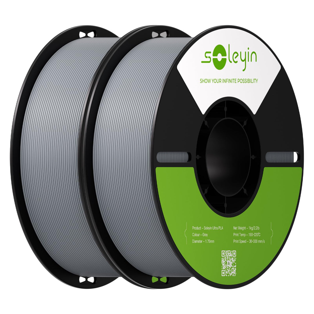 Soleyin PLA Filament 1.75mm 4KG, 3D Printer Filament 4 Pack 1kg Spool, Neatly Wound, ±0.02mm Accuracy, High-Speed & Strong Toughness, No Warping, Fits Most FDM Printers (4 * 1kg Black)