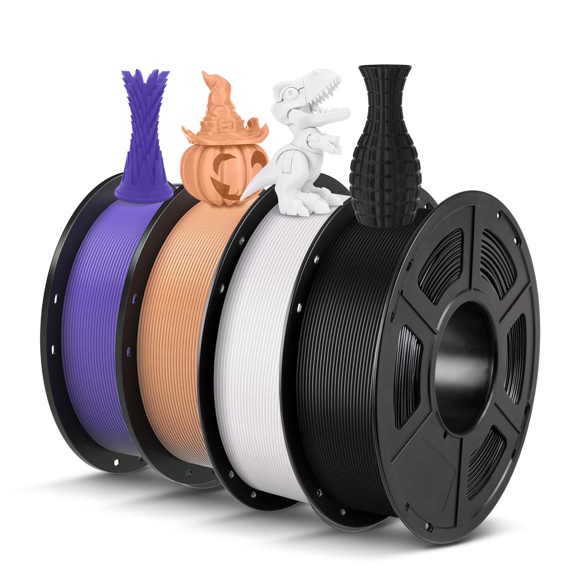 ANYCUBIC PLA Filament 1.75mm Bundle, 3D Printing PLA Filament 1.75mm Dimensional Accuracy +/- 0.02mm, 1KG Reusable Spool (2.2 lbs), 4KG Black + White + Blue + Red