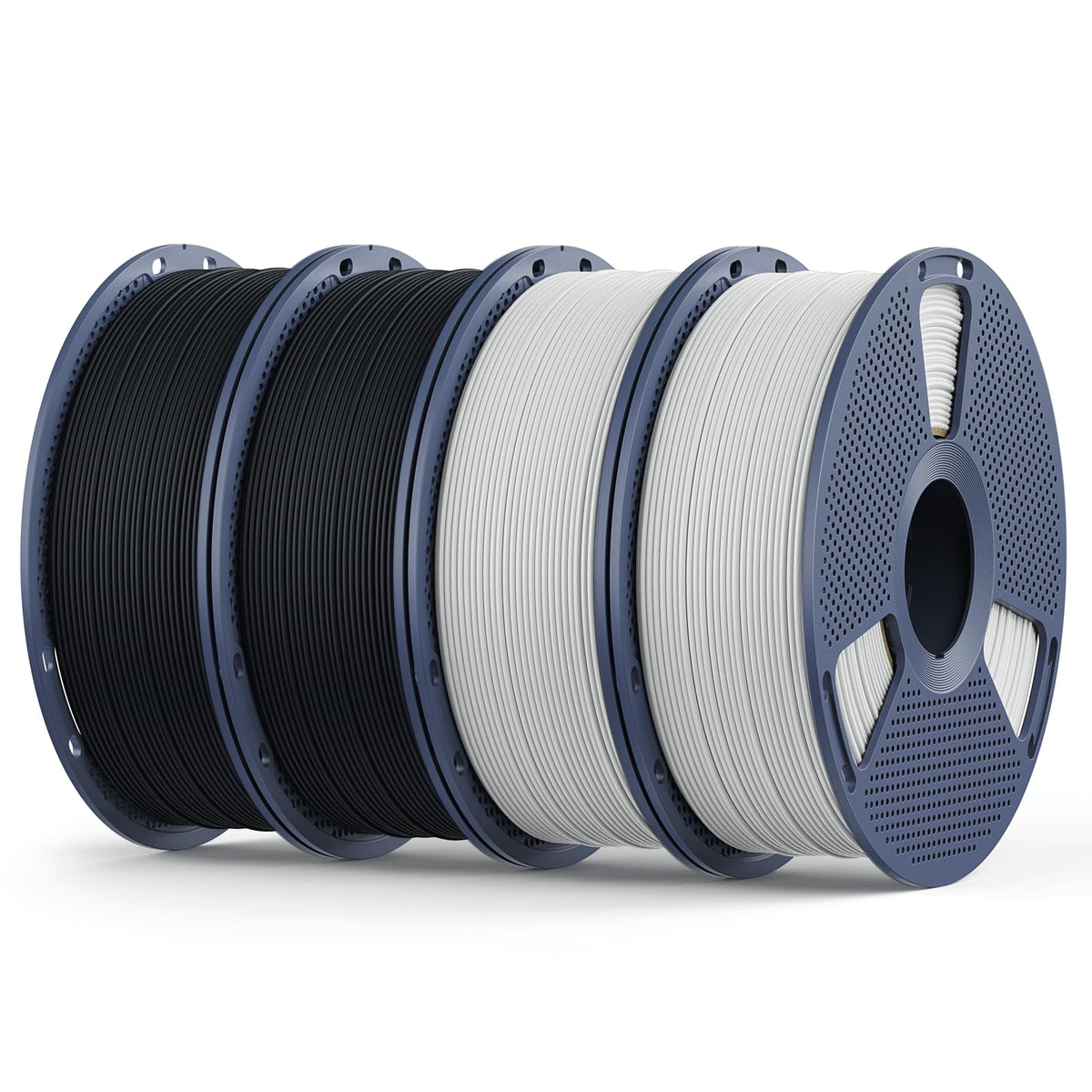 Matte PLA Filament 1.75mm, 4kg(8.8lbs) SUNLU 3D Printer Filament, Matte Surface Texture, No Clogging, Less Brittle, Black+White+Klein Blue+Olive Green
