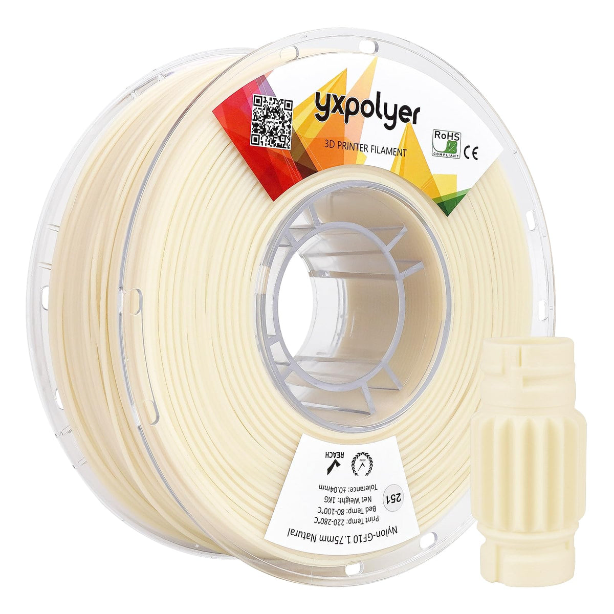 YXPOLYER Carbon Fiber Nylon Filament 3D Printer Filament PA6-CF Filament 1.75mm 1kg with PC Spool, PA6 CF 3D Printing Filament