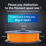 SUNLU High Speed PLA Filament Mini Pack, 30mm/s - 600mm/s Print Range, High Flow Speedy 3D Printer PLA Filament Bundle, 250g/Spool, Black+White+Green+Blue+Red+Orange+Yellow+Pink