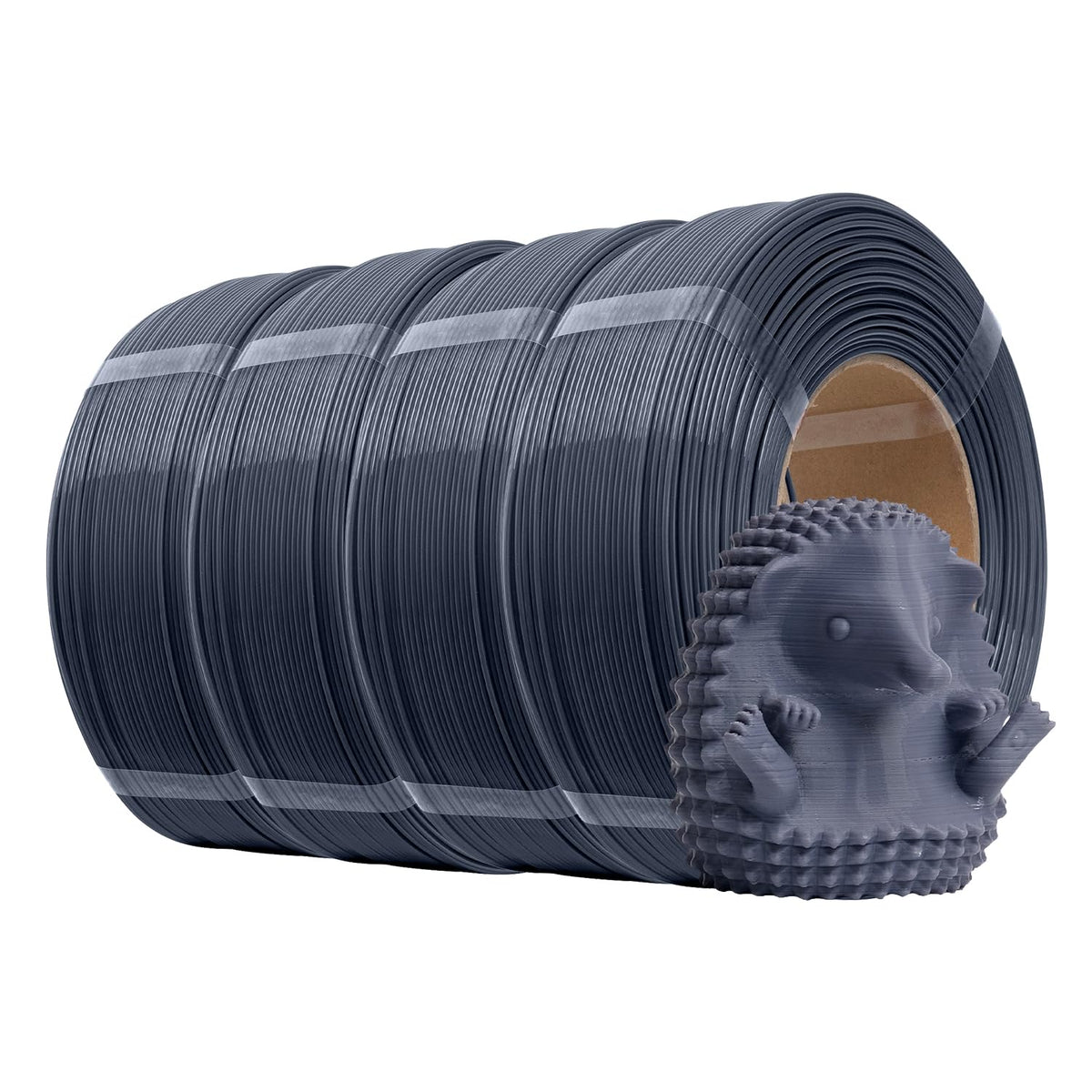eSUN PLA+ Refilament 1.75mm, 3D Printer Refill PLA Plus, 1KG per Roll, 4 Rolls Spoolless 3D Printing Filament for 3D Printers, Black