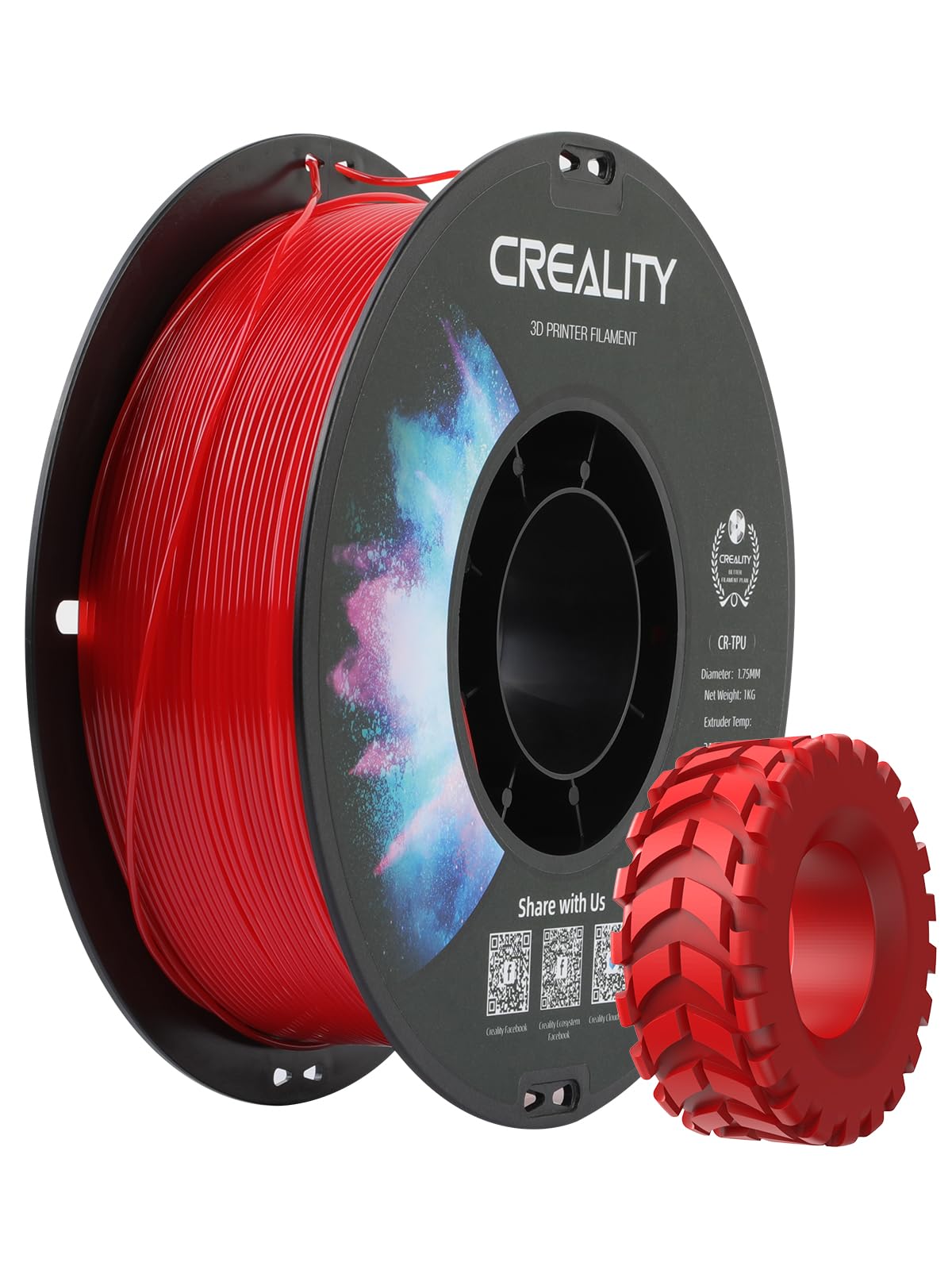 Creality ABS Filament 1.75mm Black 4 kg, 3D Printer Filament Bundle, Excellent Resistance, Odorless Non-Toxic, Stability, Tough, 4 Pack(8.8 lbs) (Black 4-Pack)