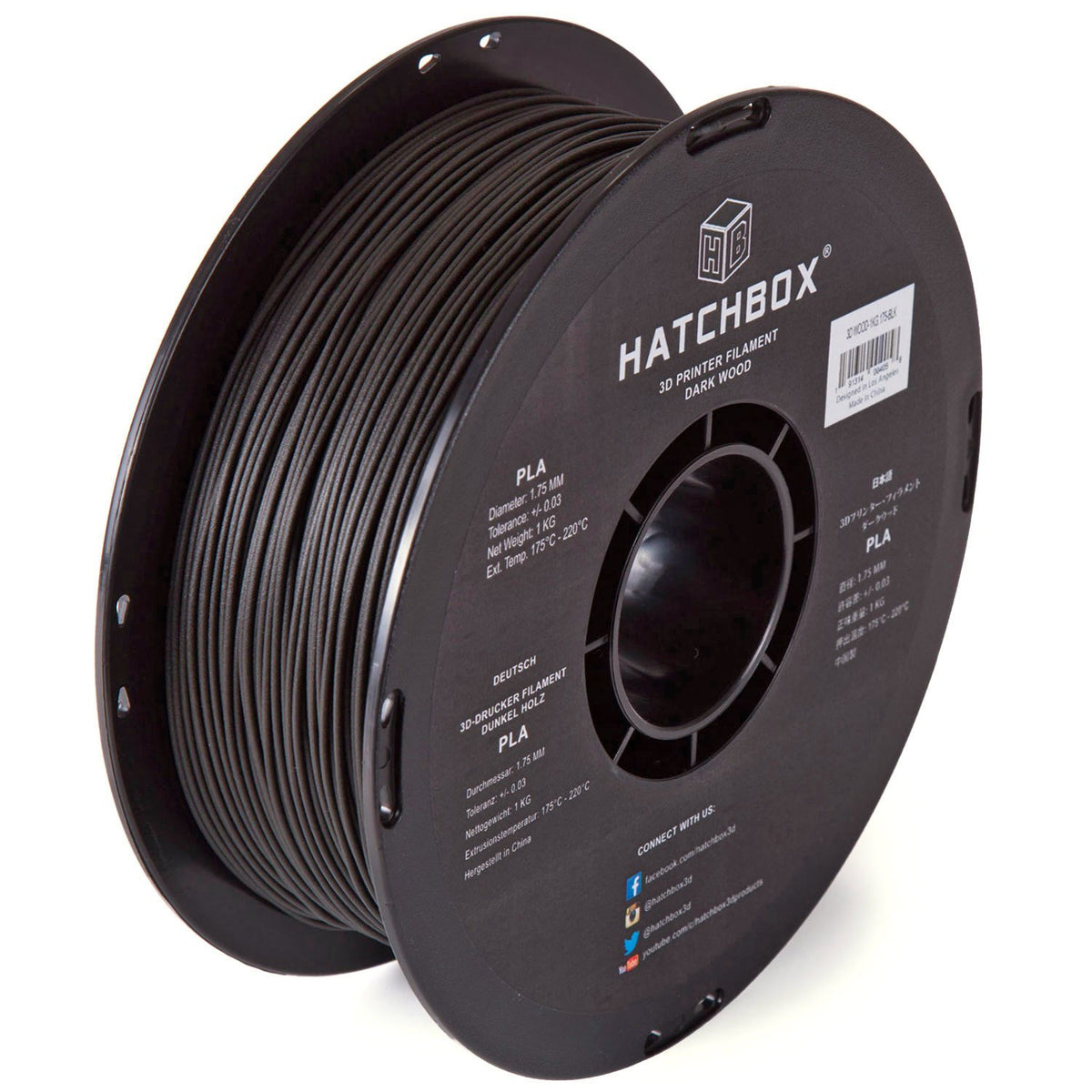 HATCHBOX 1.75mm Wood PLA 3D Printer Filament, 1 KG Spool, Dimensional Accuracy +/- 0.03 mm, 3D Printing Wood Filament