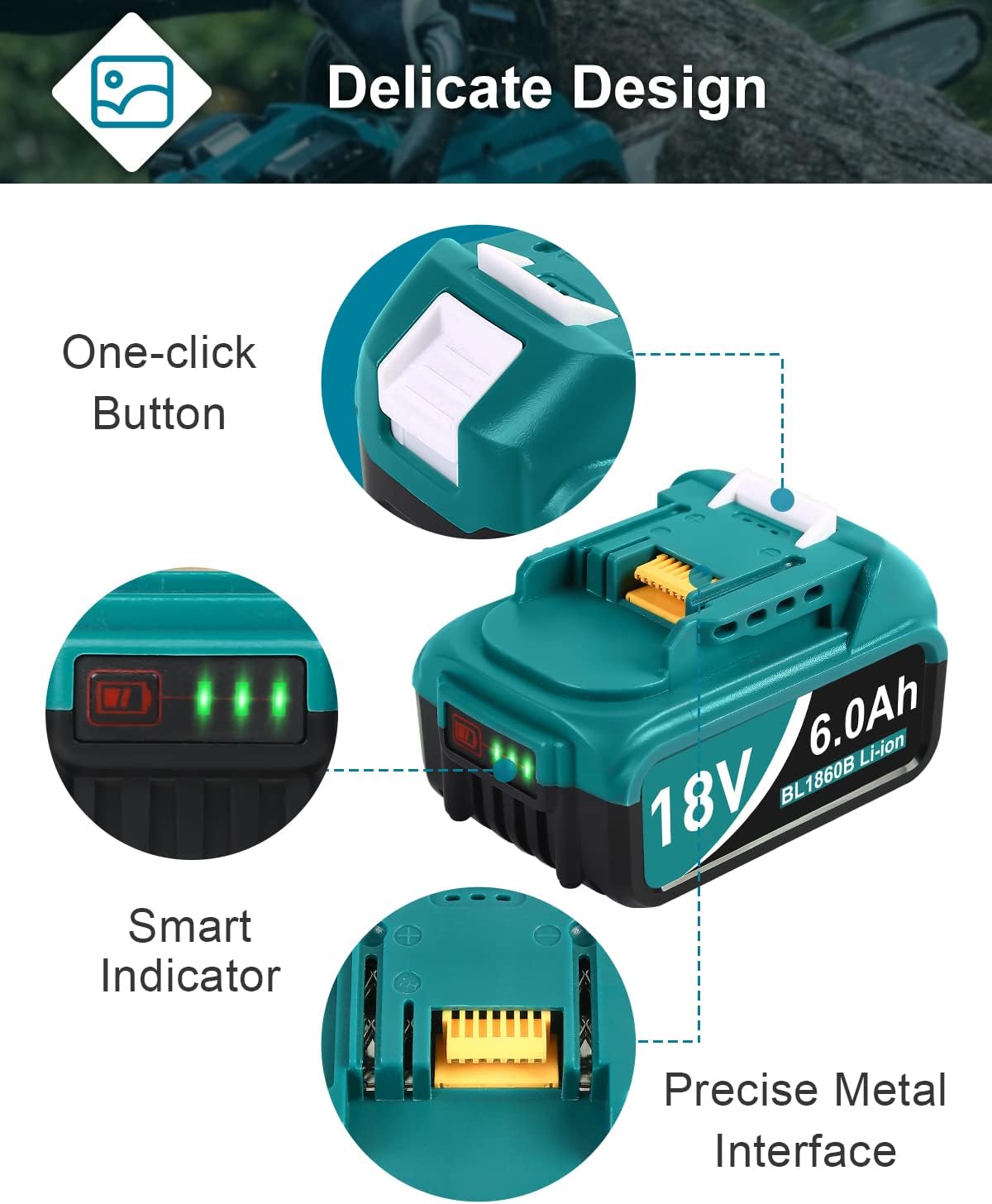 Twupixy 2Pack 18-Volt Replace for Makita 18V Battery BL1860B, Replacement Batteries Compatible with Makita BL1860 BL1820 1830B 1840B 1850B, Fit with Original makita 18V Battery Chargers