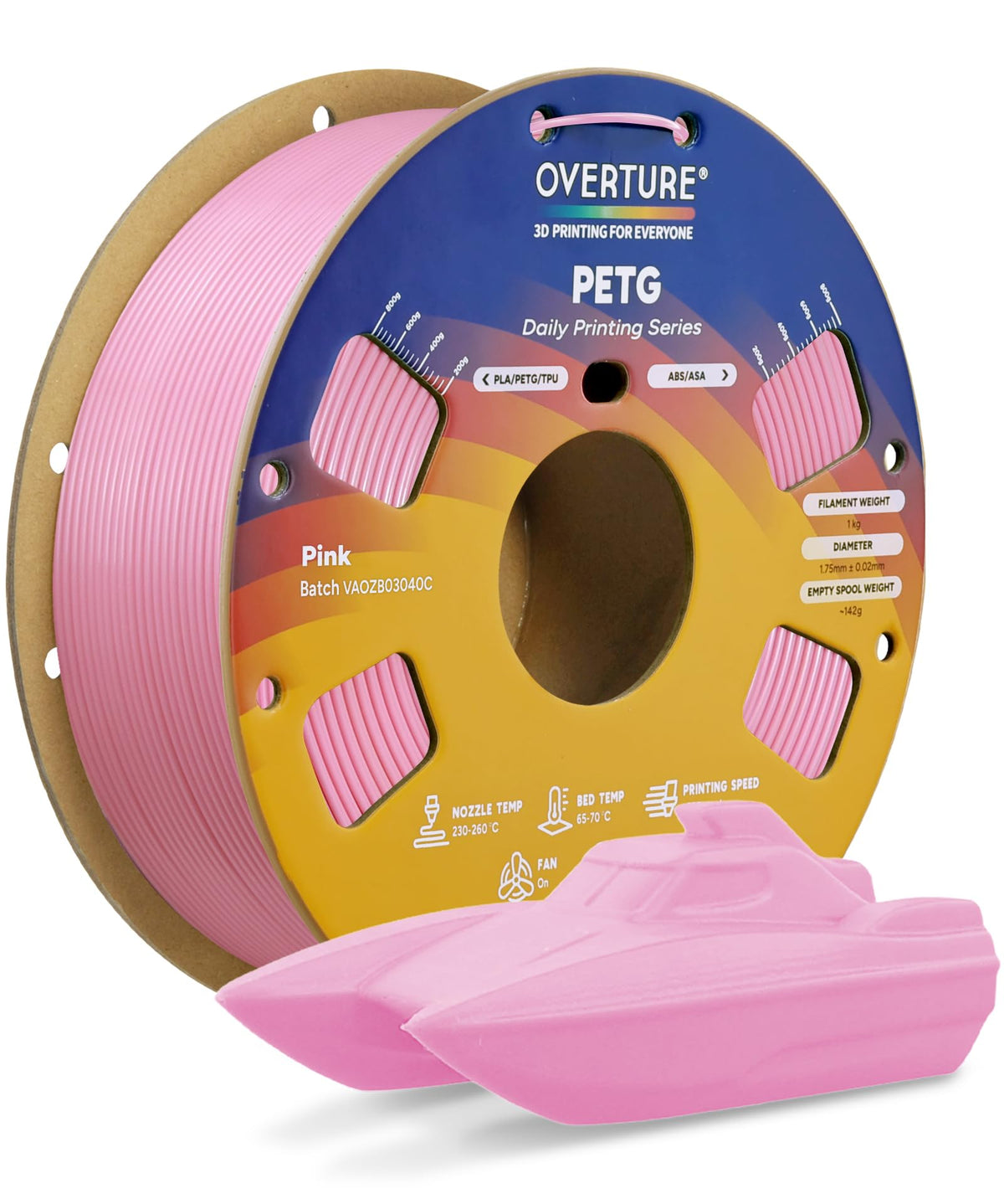 OVERTURE 4KG Bundle PETG 3D Printer Filament 1.75mm, Neatly Wound Durable PETG 4 Pack 1kg(2.2lbs), Strong Toughness Filament, Dimensional Accuracy +/- 0.02mm, Fit Most FDM Printers (Black (4-Pack)