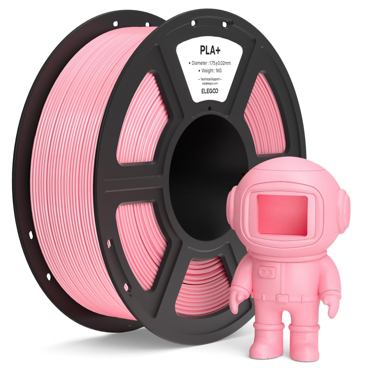 ELEGOO PLA+ Filament 1.75mm Black 3KG, High Toughness PLA Plus 3D Printer Filament Dimensional Accuracy +/- 0.02mm, 3kg Large Spool(6.6lbs) Fits for Most FDM 3D Printers