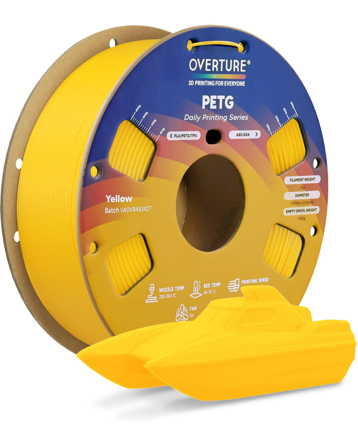 OVERTURE 4KG Bundle PETG 3D Printer Filament 1.75mm, Neatly Wound Durable PETG 4 Pack 1kg(2.2lbs), Strong Toughness Filament, Dimensional Accuracy +/- 0.02mm, Fit Most FDM Printers (Black (4-Pack)