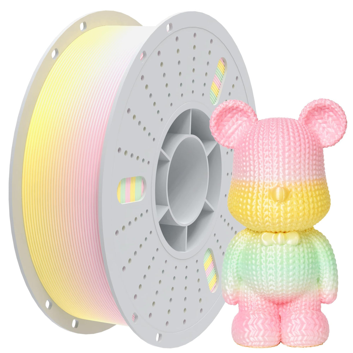 PINBALL Silk Rainbow PLA 3D Printer Filament 1.75mm Shiny Multi-Color Changing Filament 3D Printing PLA Filament Dimensional Accuracy +/- 0.02mm 500g*4 Silk Rainbow
