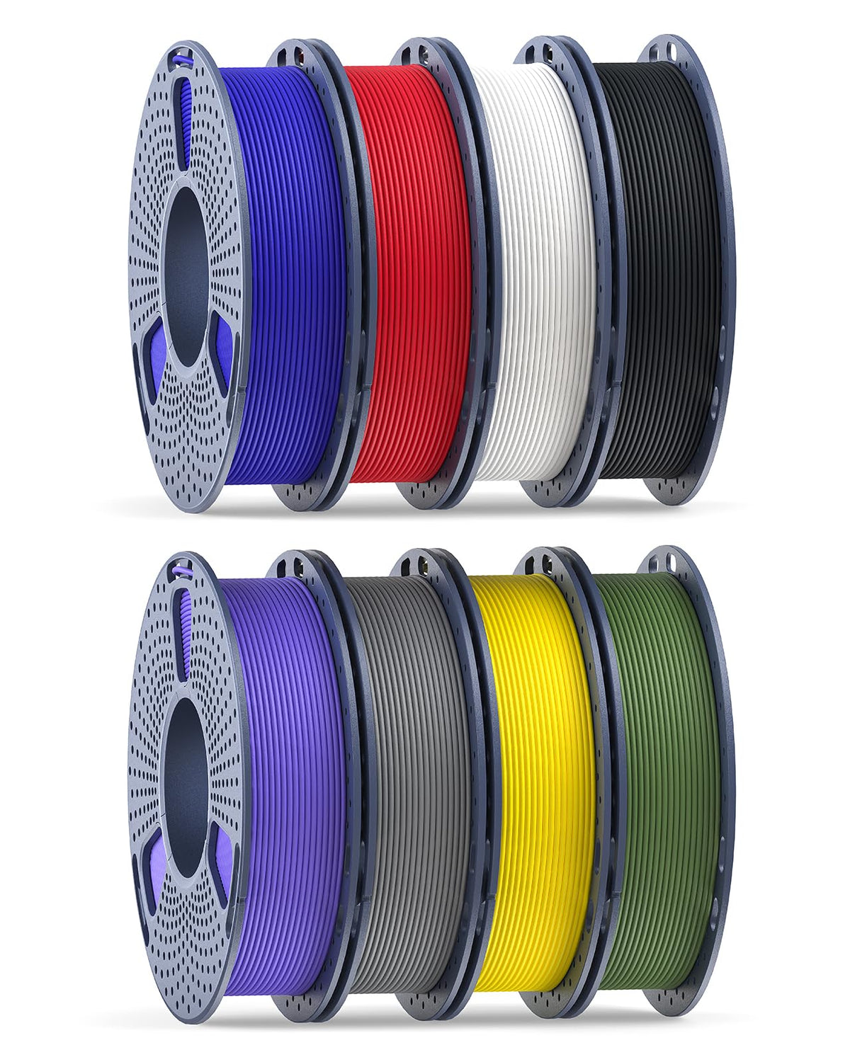 Matte PLA Filament 1.75mm, 4kg(8.8lbs) SUNLU 3D Printer Filament, Matte Surface Texture, No Clogging, Less Brittle, Black+White+Klein Blue+Olive Green