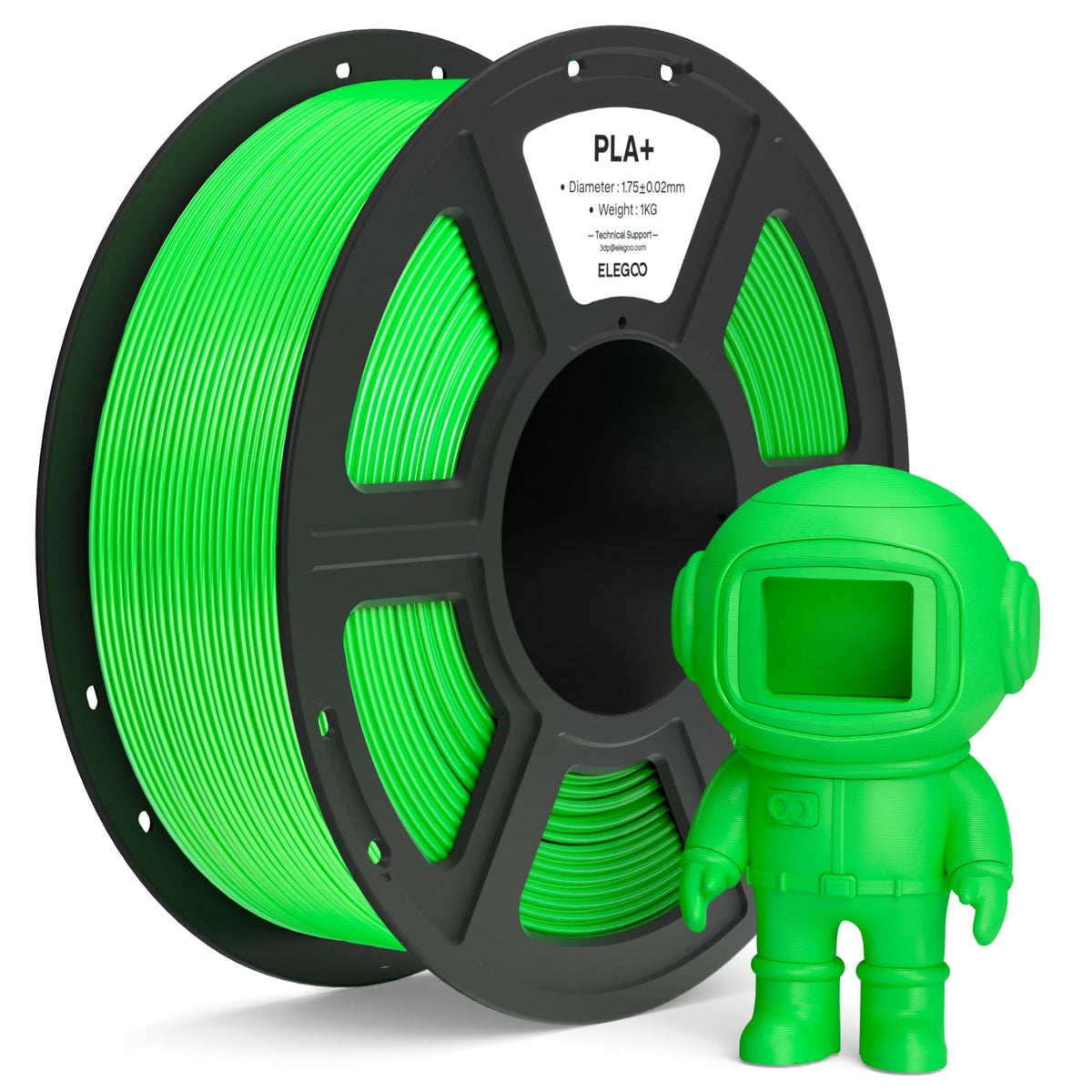 ELEGOO PLA+ Filament 1.75mm Black 3KG, High Toughness PLA Plus 3D Printer Filament Dimensional Accuracy +/- 0.02mm, 3kg Large Spool(6.6lbs) Fits for Most FDM 3D Printers