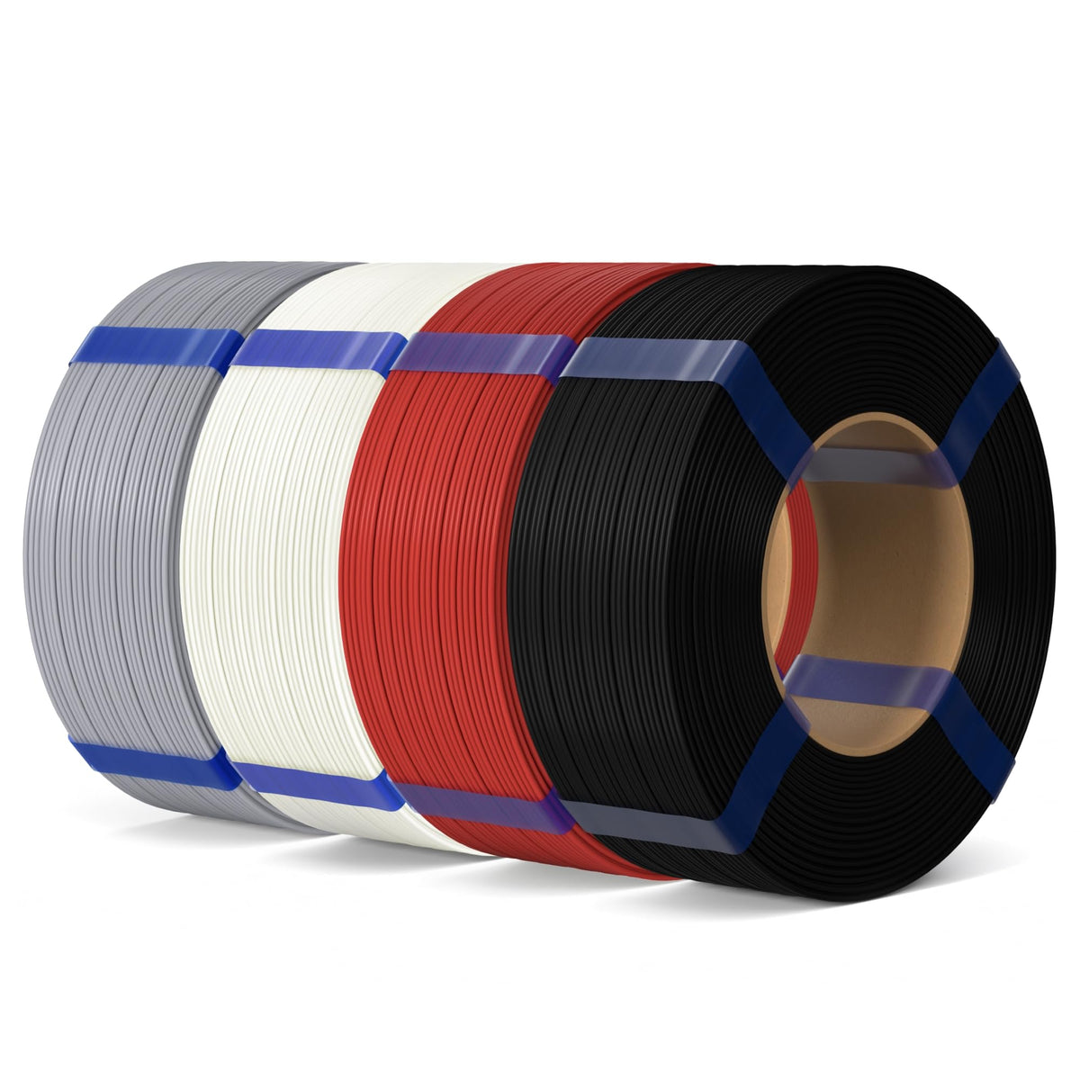ELEGOO PLA Basic Refill Filament 1.75mm Bundle 4KG, 3D Printer Filament No Spool for Reusable Spool Refilling Dimensional Accuracy +/- 0.02mm, 4pcs 1kg Spool(2.2lbs) Black, White, Red, Cobalt Blue