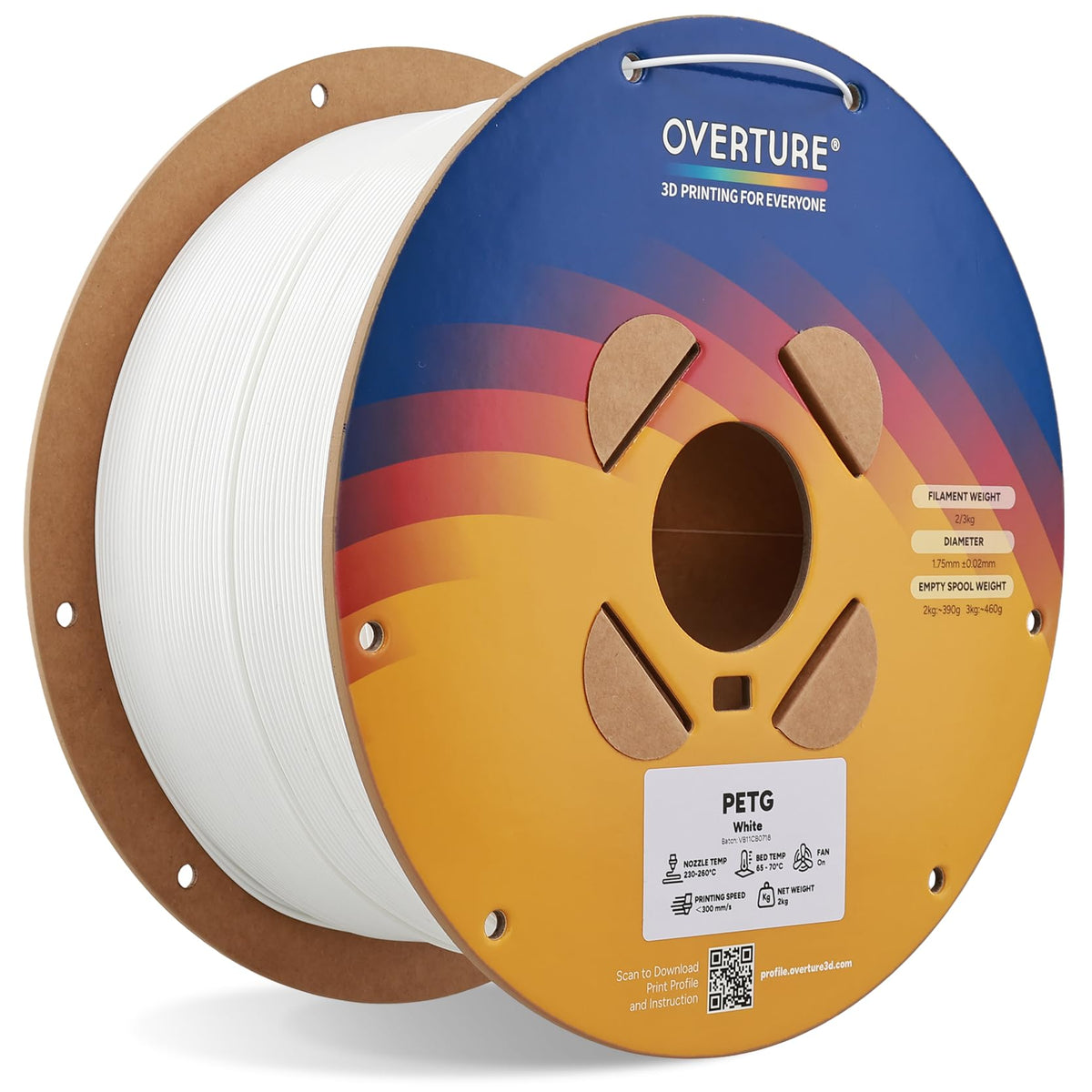 OVERTURE 4KG Bundle PETG 3D Printer Filament 1.75mm, Neatly Wound Durable PETG 4 Pack 1kg(2.2lbs), Strong Toughness Filament, Dimensional Accuracy +/- 0.02mm, Fit Most FDM Printers (Black (4-Pack)
