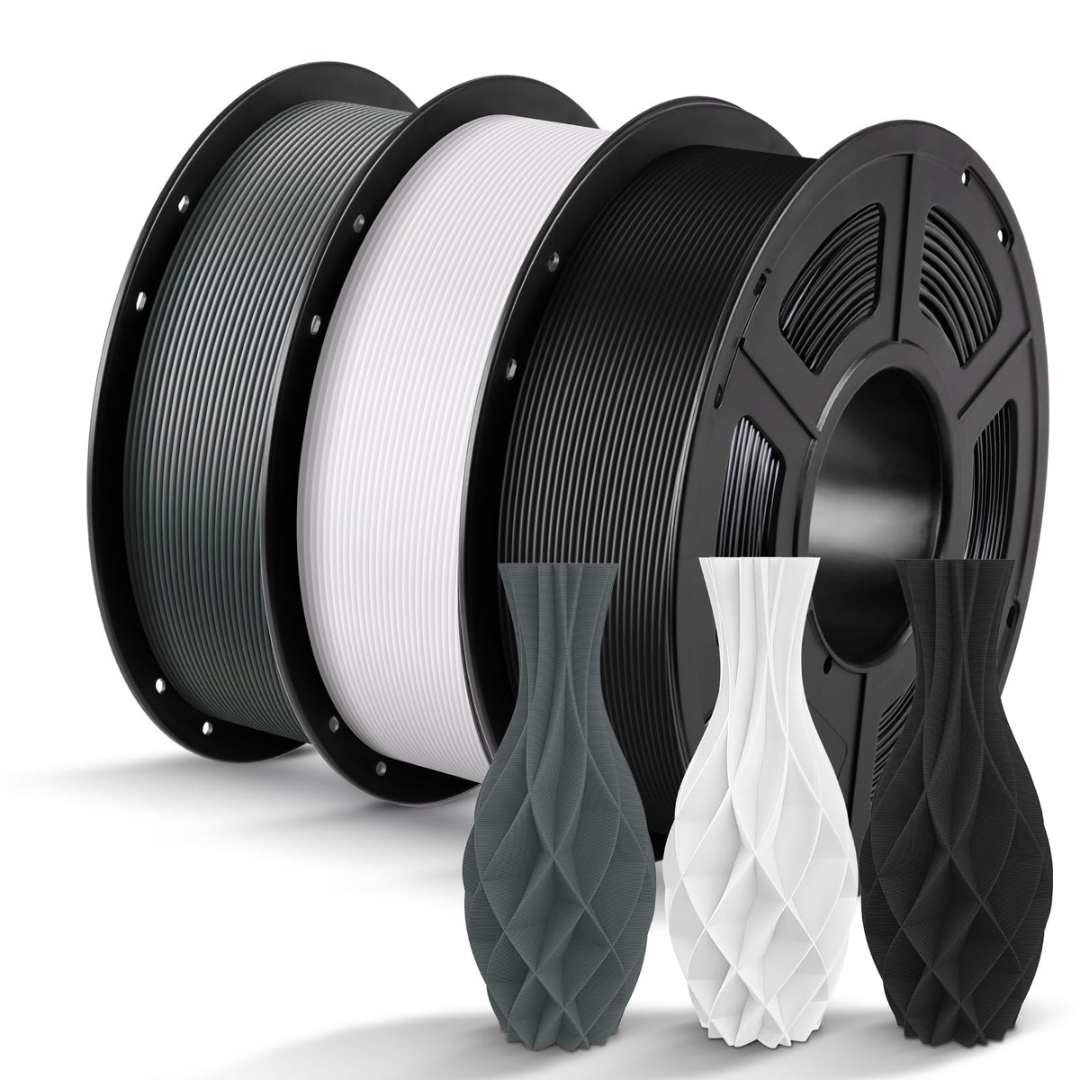 ANYCUBIC PLA Filament 1.75mm Bundle, 3D Printing PLA Filament 1.75mm Dimensional Accuracy +/- 0.02mm, 1KG Reusable Spool (2.2 lbs), 4KG Black + White + Blue + Red