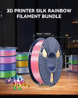 JAYO 3D Printer Filament Bundle, PLA Silk Filament Bundle Multicolor, Shiny Silk PLA Filament 1.75mm, Fast Color Change Rainbow, 250g Spool, 8 Rolls, 2kg in Total