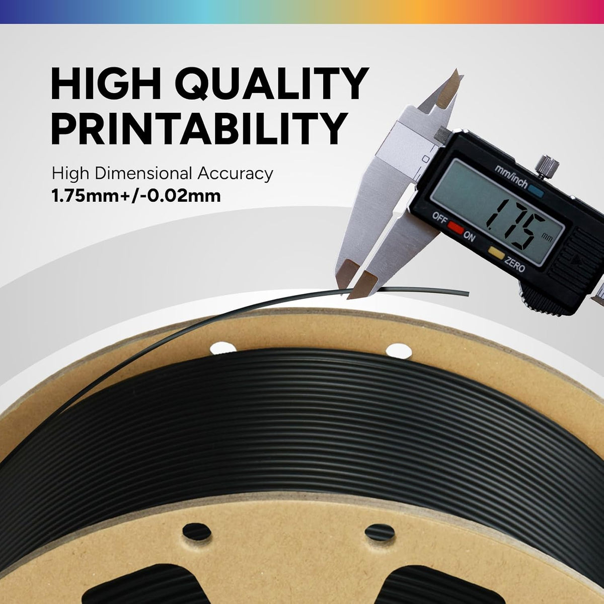 OVERTURE 10KG Bundle PLA Filament 1.75mm, Neatly Wound 3D Printer Filament 10 Pack 1kg Spool (2.2lbs), Dimensional Accuracy +/- 0.02 mm, Fit Most FDM 3D Printers (Black 10-Pack)