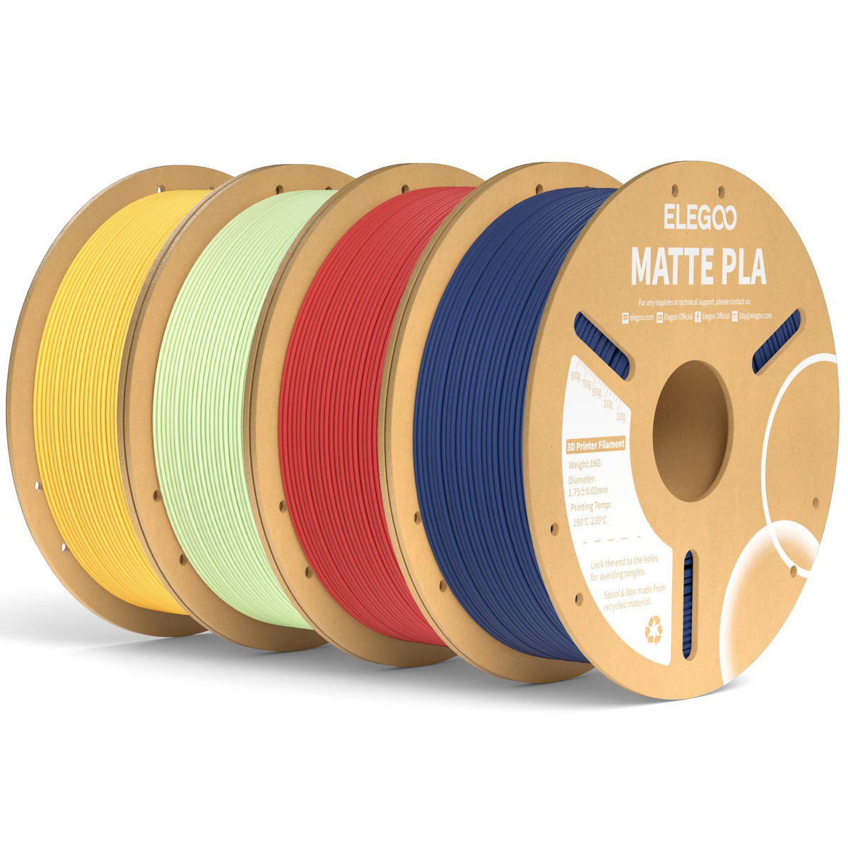 ELEGOO Matte PLA 3D Printer Filament Bundle 1.75mm, 8 Colors 250g Spool Dimensional Accuracy +/- 0.02mm, 8 Pack Multicolors Fits for Most FDM 3D Printers