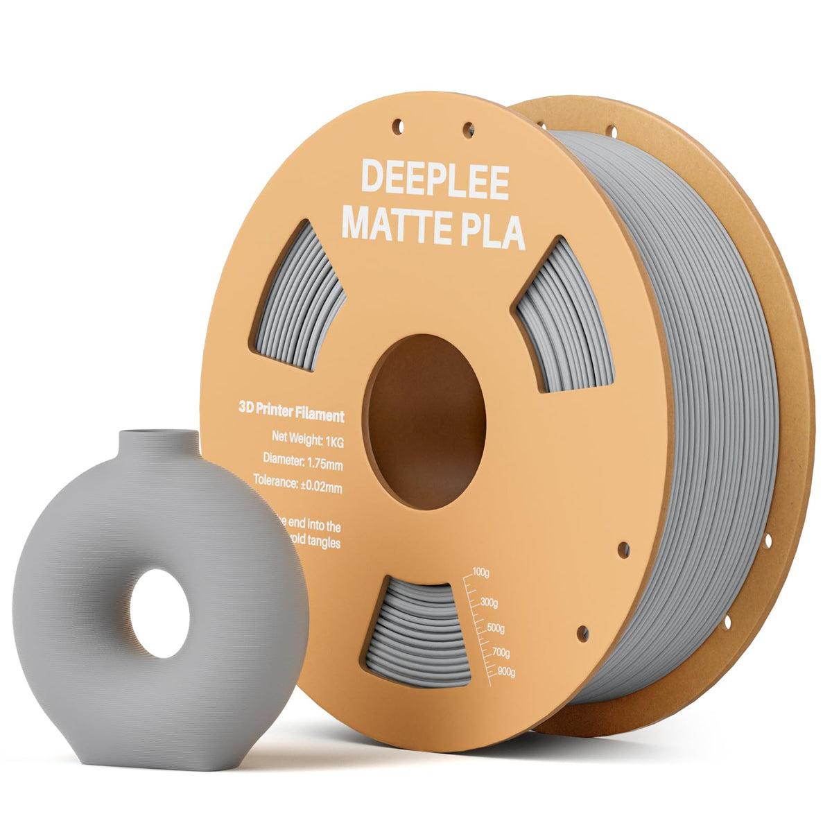 Matte PLA Filament 1.75mm, 3D Printer Filament Dimensional Accuracy +/- 0.02mm, No Clogging, Higher Toughness, Cardboard Spool 3D Filament, 4 Pack Black