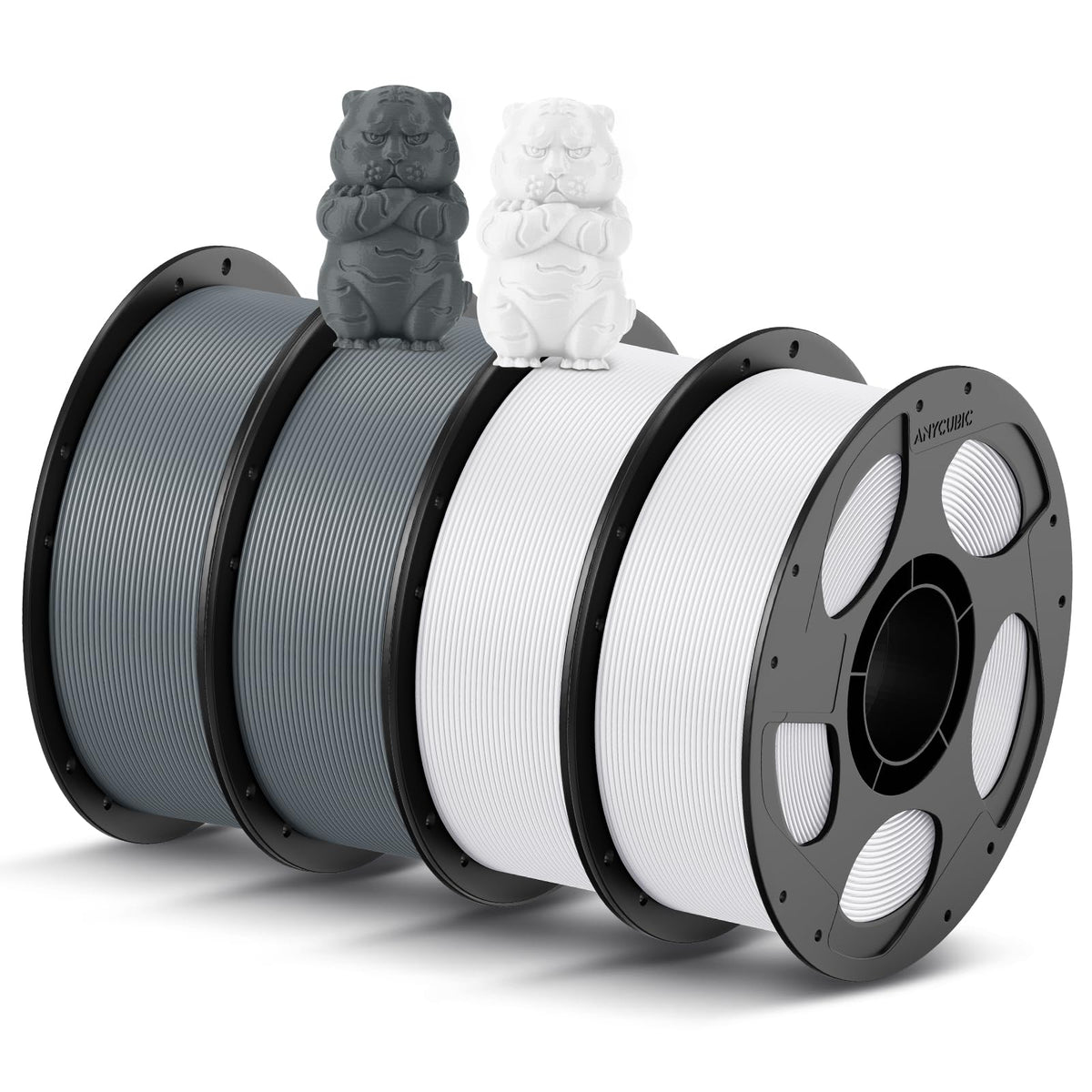 ANYCUBIC PLA Filament 1.75mm Bundle, 3D Printing PLA Filament 1.75mm Dimensional Accuracy +/- 0.02mm, 1KG Reusable Spool (2.2 lbs), 4KG Black + White + Blue + Red