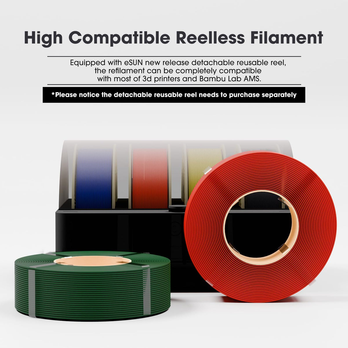 eSUN PLA+ Refilament 1.75mm, 3D Printer Refill PLA Plus, 1KG per Roll, 4 Rolls Spoolless 3D Printing Filament for 3D Printers, Black