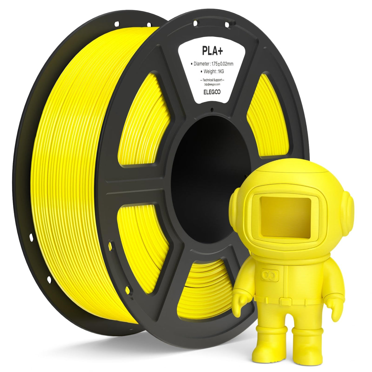 ELEGOO PLA+ Filament 1.75mm Black 3KG, High Toughness PLA Plus 3D Printer Filament Dimensional Accuracy +/- 0.02mm, 3kg Large Spool(6.6lbs) Fits for Most FDM 3D Printers