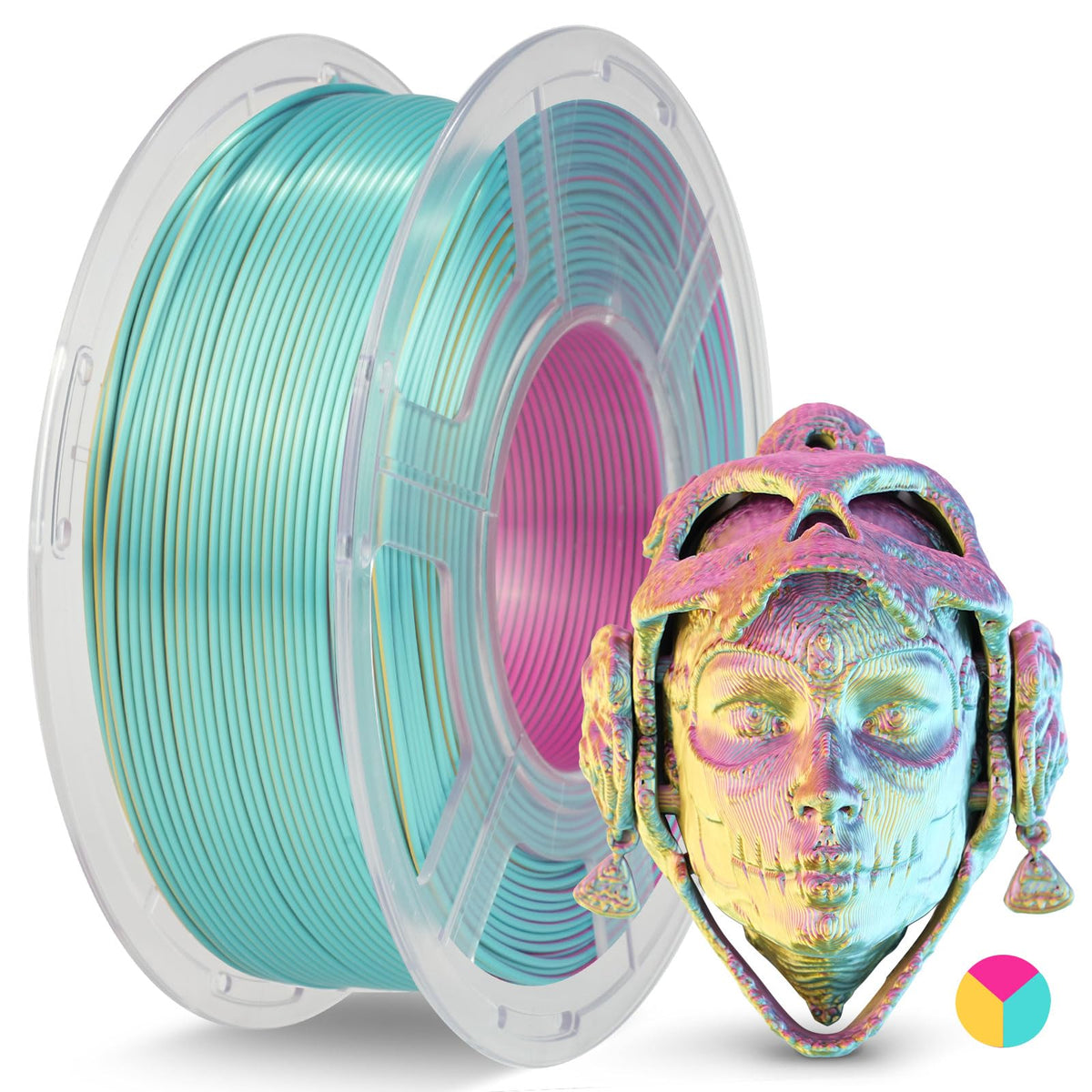 JAYO 3D Printer Filament Bundle, PLA Silk Filament Bundle Multicolor, Shiny Silk PLA Filament 1.75mm, Fast Color Change Rainbow, 250g Spool, 8 Rolls, 2kg in Total