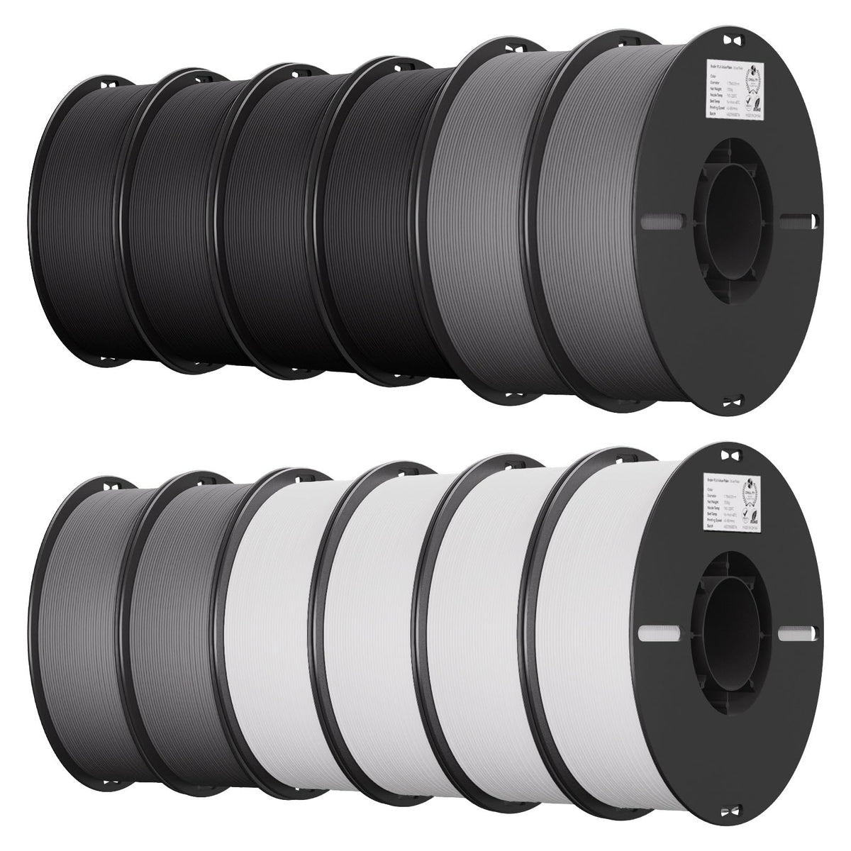 Creality 3D Printer Filament 1.75mm 4KG, PLA Filament Bulk +/- 0.02mm, 4 Pack 1kg Spool(2.2lbs) 3D Printing Filament Fits for Most FDM 3D Printers, Black White Blue Red