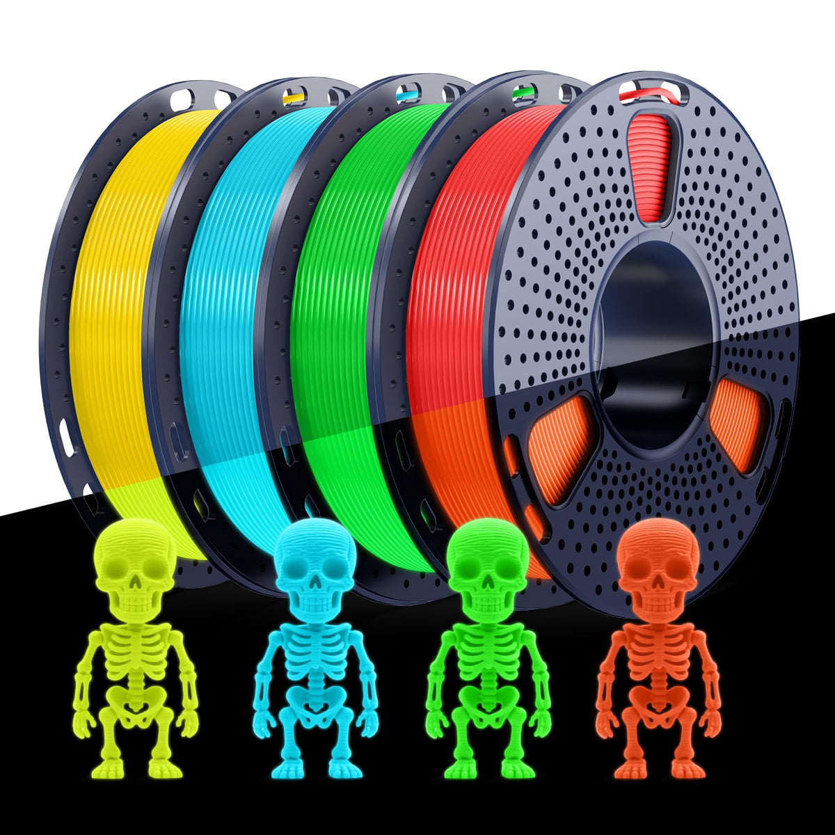 250g PLA Filament 1.75mm Bundle, SUNLU 3D Printer Filament Neatly Wound, Individually Vacuum Packed, 250g Spool, 8 Rolls, White+Red+Orange+Yellow+Green+Blue+Cyan+Purple