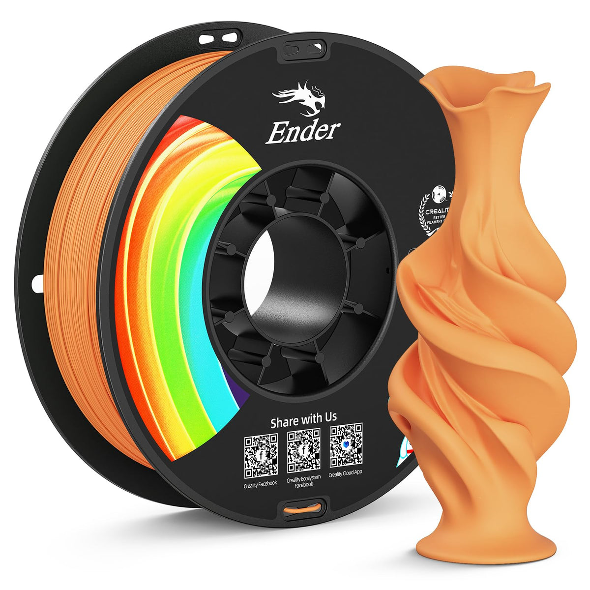 Creality Matte PLA Plus Filament 1.75mm, Low Warping, Minimal Layer Lines, Dimensional Accuracy +/- 0.02mm, 4kg (8.8lb) 3D Printer PLA+ Filament Bundle, Matte Black (4 Pack)