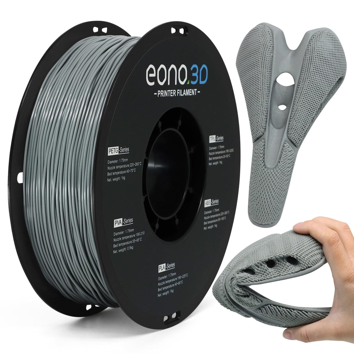 Conductive PLA Filament 1.75mm, 1kg – Electrically Conductive 3D Printer Filament for ESD Protection, Sensors & Functional Prototypes – Compatible with FDM Printers, Black, Matte Plastic Spool