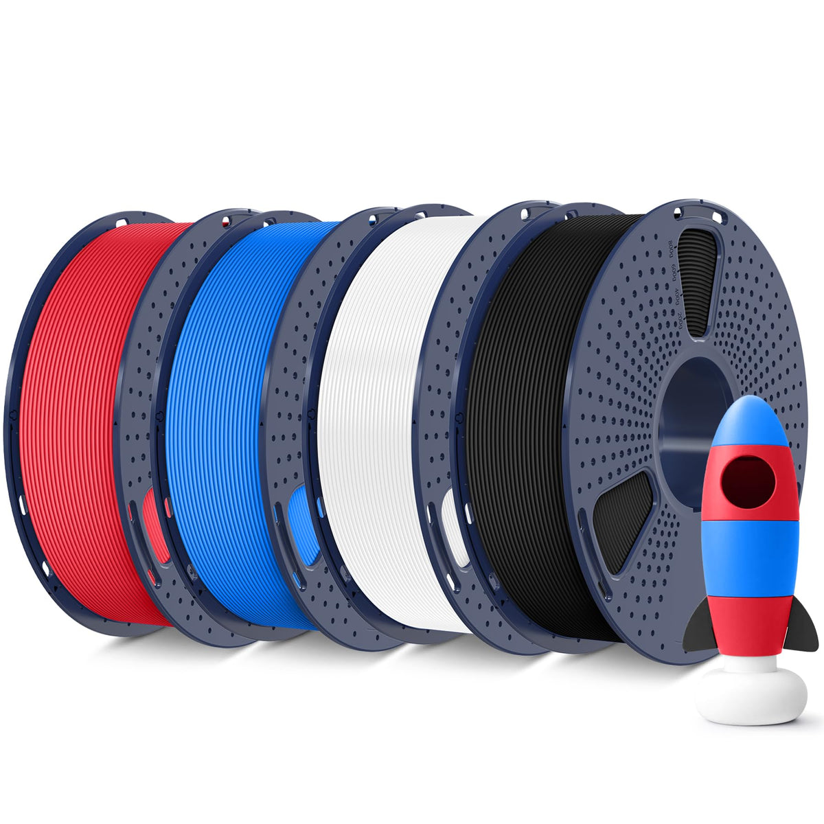 SUNLU 4KG 3D Printer Filament Bundle PLA Matte 1.75mm, Neatly Wound Filament with Matte Finish, Print with 99% FDM 3D Printers, 1kg Spool (2.2lbs), 4 Packs, Black*4