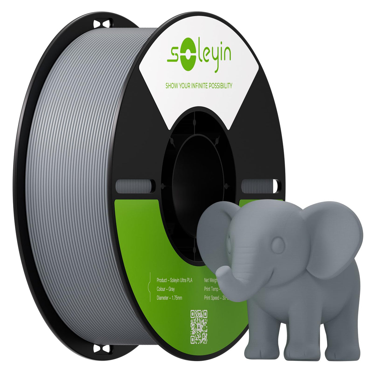 Soleyin PLA Filament 1.75mm 4KG, 3D Printer Filament 4 Pack 1kg Spool, Neatly Wound, ±0.02mm Accuracy, High-Speed & Strong Toughness, No Warping, Fits Most FDM Printers (4 * 1kg Black)
