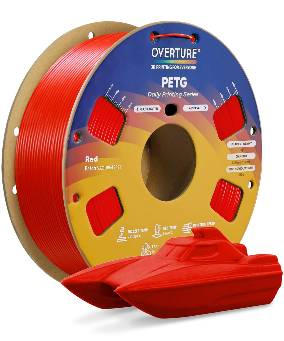 OVERTURE 4KG Bundle PETG 3D Printer Filament 1.75mm, Neatly Wound Durable PETG 4 Pack 1kg(2.2lbs), Strong Toughness Filament, Dimensional Accuracy +/- 0.02mm, Fit Most FDM Printers (Black (4-Pack)