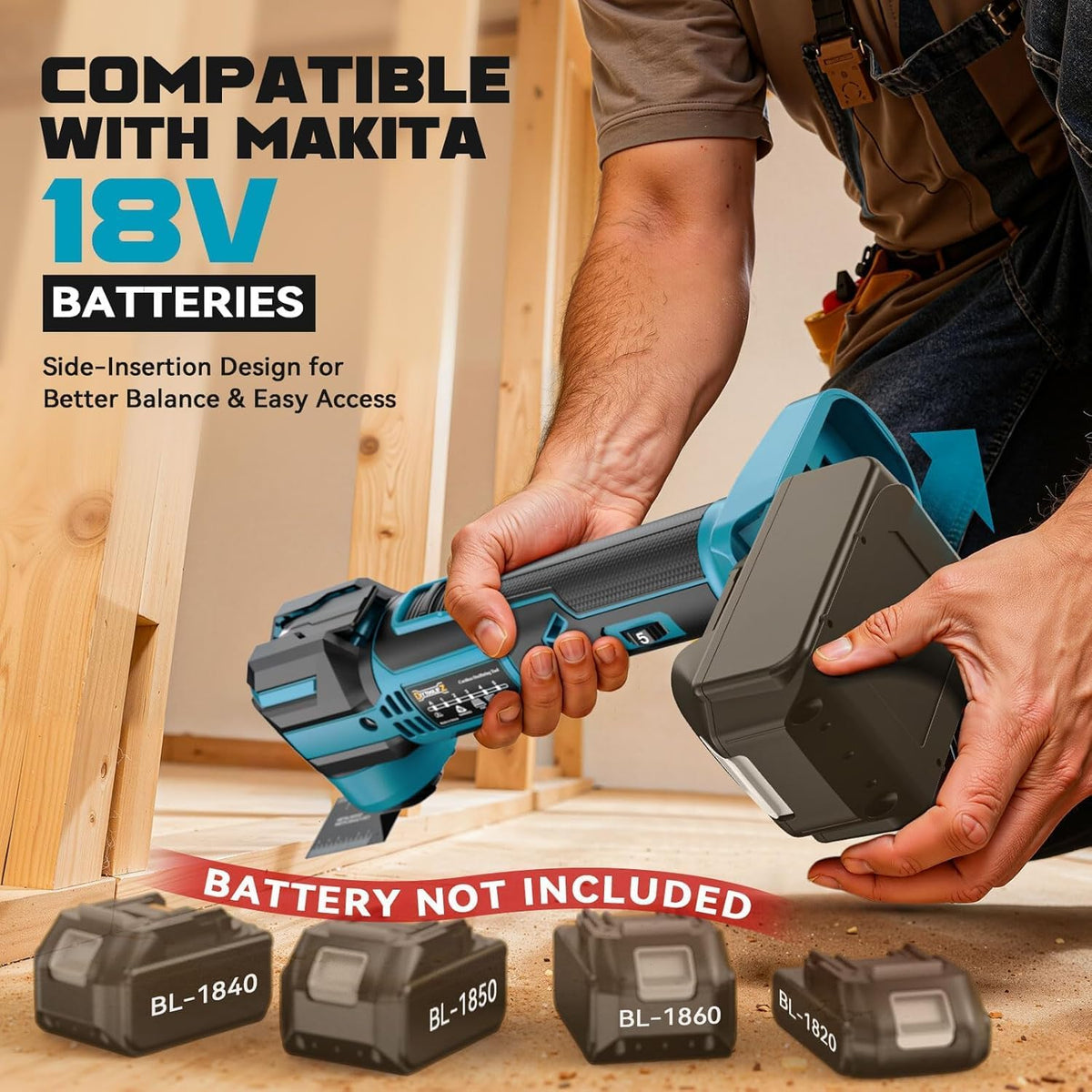 Cordless Oscillating Tool Compatible with Makita 18V Battery(Not Include Battery), 21,000 OPM Brushless 18V Oscillating Multi-tool with 6 Speed, LED Light, DIYtoolifz 4.5° Oscillating Tool for Cutting