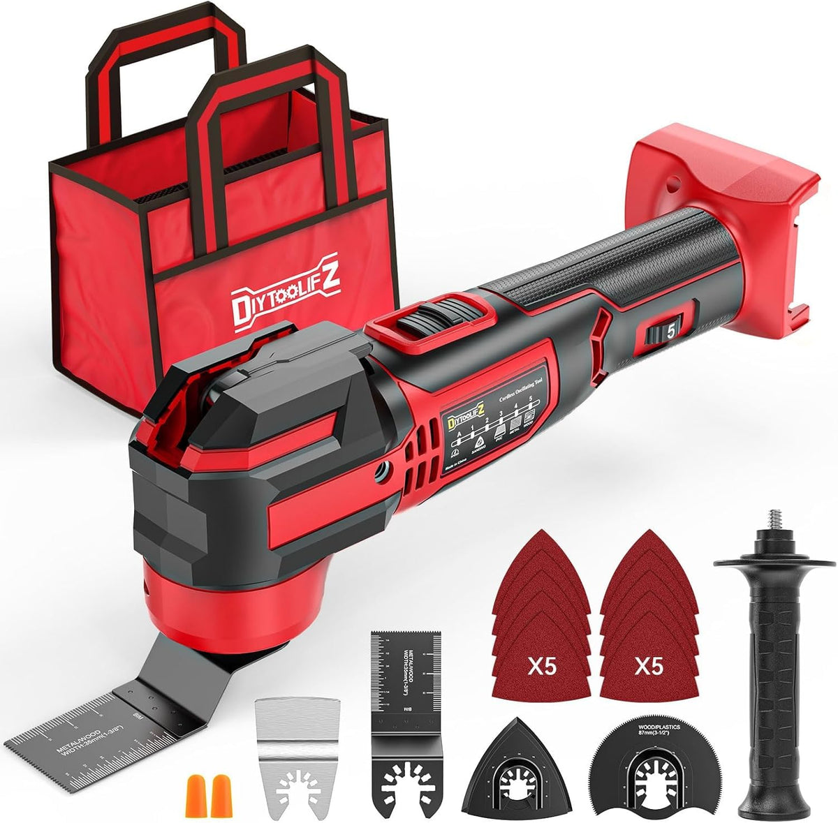 Cordless Oscillating Tool Compatible with Makita 18V Battery(Not Include Battery), 21,000 OPM Brushless 18V Oscillating Multi-tool with 6 Speed, LED Light, DIYtoolifz 4.5° Oscillating Tool for Cutting