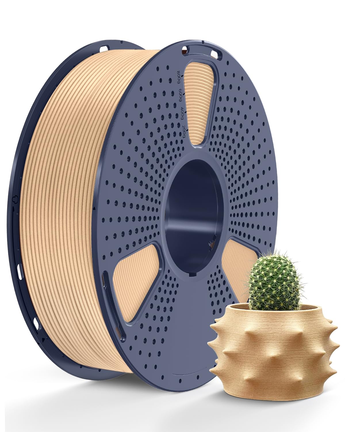 SUNLU 3D Printer Filament Bundle PLA Filament 1.75mm, Individually Vacuum Packed, 0.25kg per Spool, 2kg in Total, 8 Pack, Black+Bone White+Grey+Brown+Red+Blue+Olive Green+Wood