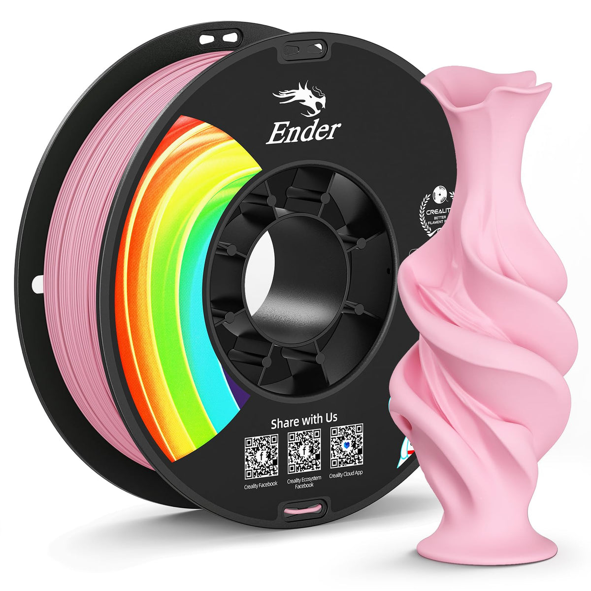 Creality Matte PLA Plus Filament 1.75mm, Low Warping, Minimal Layer Lines, Dimensional Accuracy +/- 0.02mm, 4kg (8.8lb) 3D Printer PLA+ Filament Bundle, Matte Black (4 Pack)