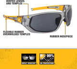 DEWALT DPG112-2D Miter™ Premium Vented No-Slip Safety Glasses – Smoke Lens – Vented Frame & Lenses – Rubber Temples & Nosepiece – 1 Pair