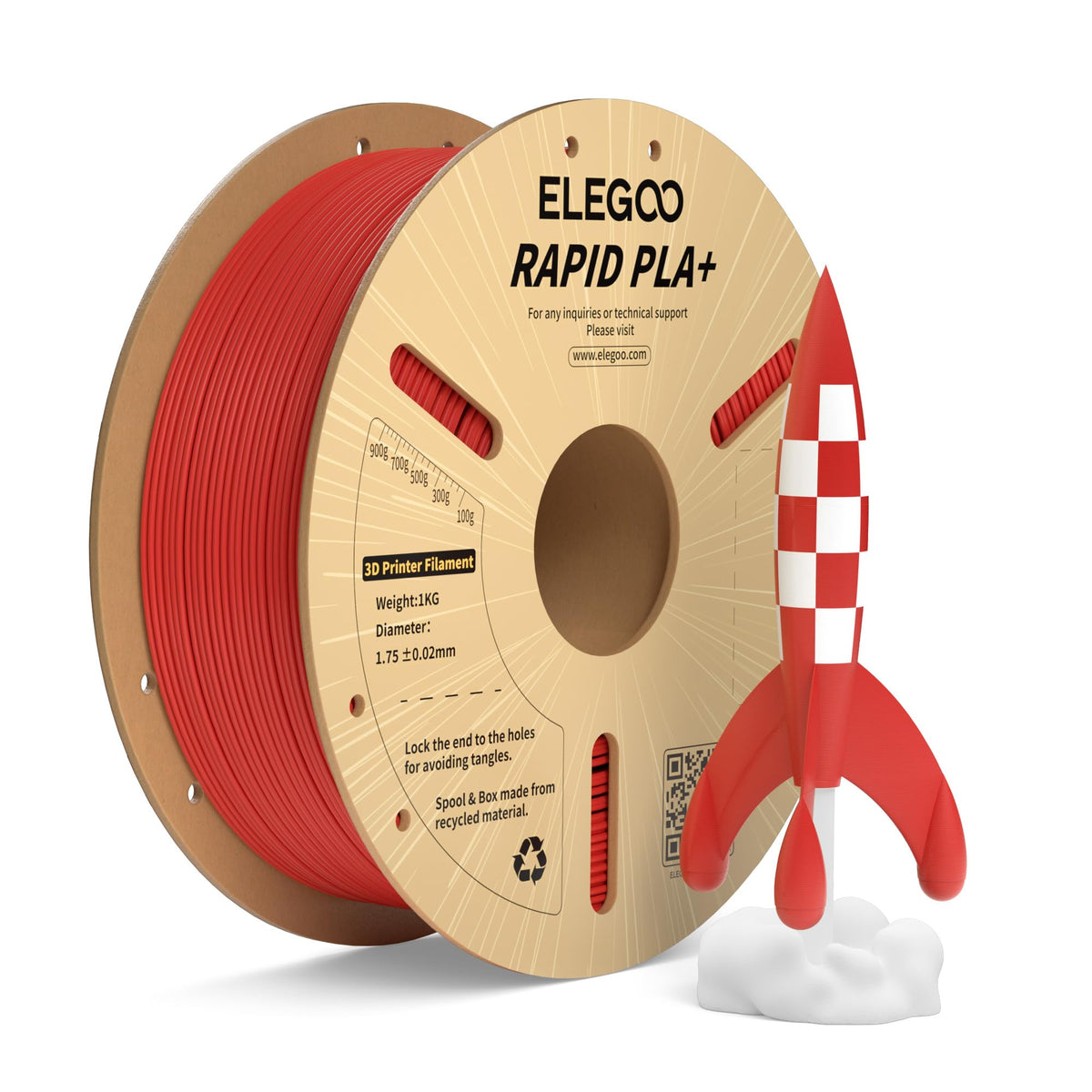 ELEGOO Rapid PLA Plus Filament 1.75mm Black 4KG, PLA+ 3D Printer Filament for 30-600 mm/s High Speed Printing, Dimensional Accuracy +/- 0.02 mm, 4 Pack 1kg Spool(2.2lbs)