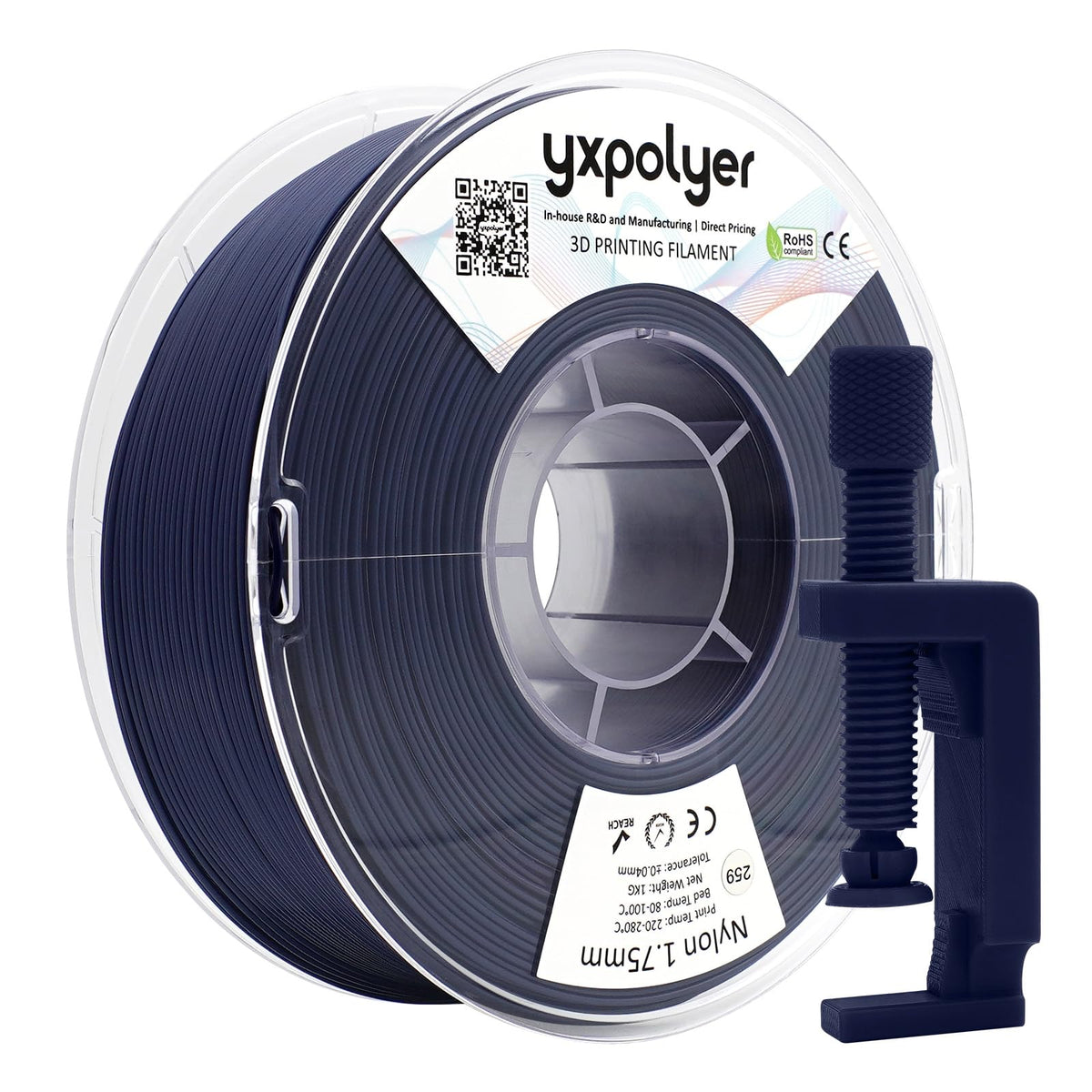 YXPOLYER Carbon Fiber Nylon Filament 3D Printer Filament PA6-CF Filament 1.75mm 1kg with PC Spool, PA6 CF 3D Printing Filament