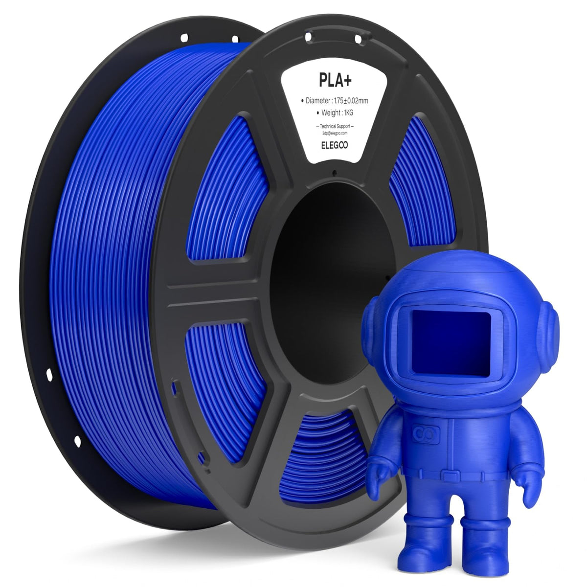 ELEGOO PLA+ Filament 1.75mm Black 3KG, High Toughness PLA Plus 3D Printer Filament Dimensional Accuracy +/- 0.02mm, 3kg Large Spool(6.6lbs) Fits for Most FDM 3D Printers