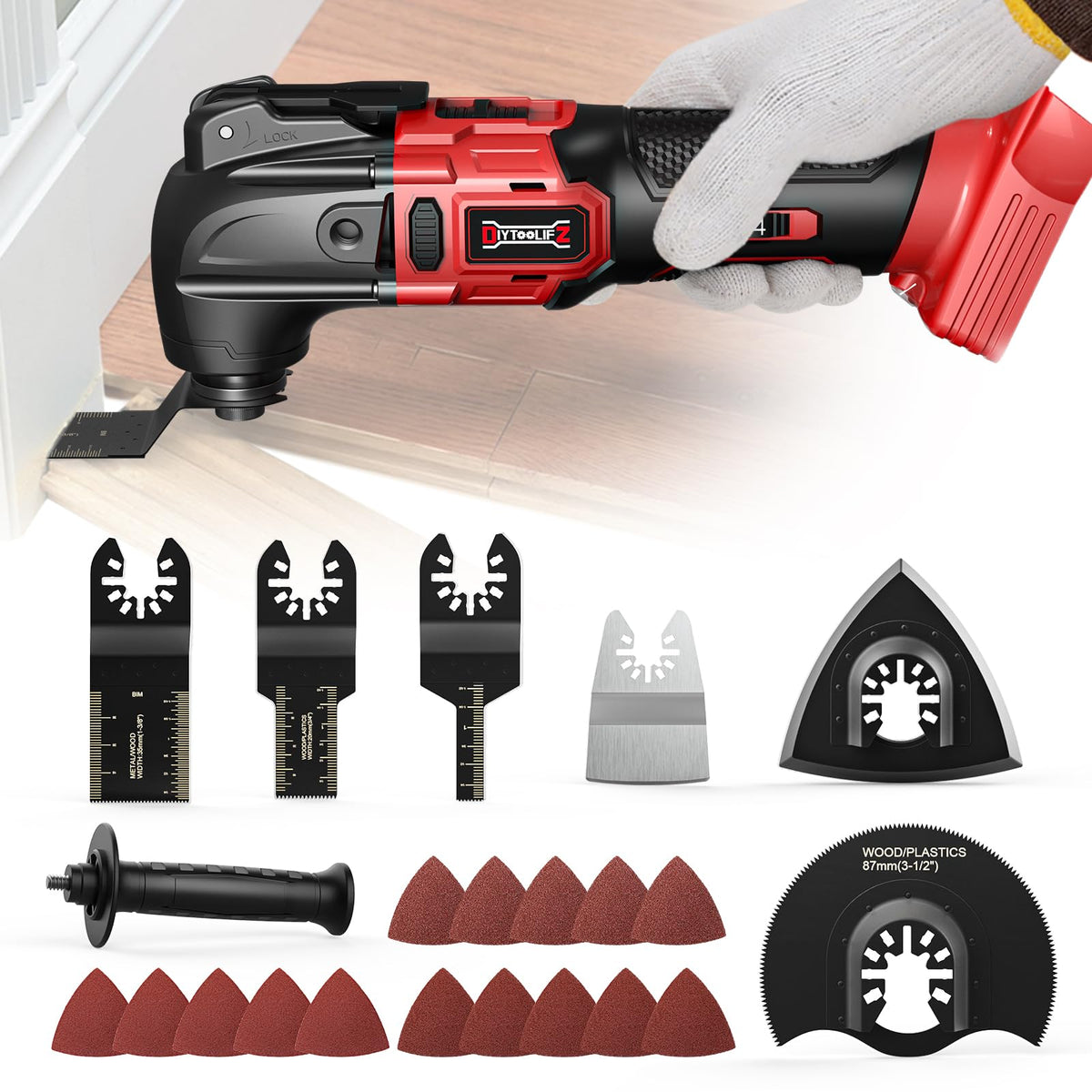 Cordless Oscillating Tool Compatible with Makita 18V Battery(Not Include Battery), 21,000 OPM Brushless 18V Oscillating Multi-tool with 6 Speed, LED Light, DIYtoolifz 4.5° Oscillating Tool for Cutting