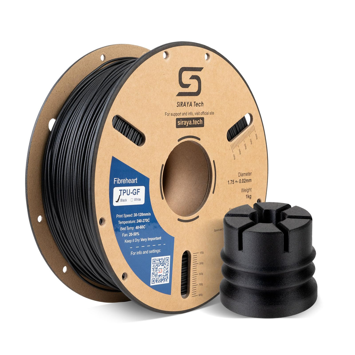 Siraya Tech Rebound PEBA 95A Flexible Filament, The Super TPU | 78% Energy Return & 20% Lighter | Nylon-Based Strength for Sports & Robotics | 1.75mm 3D Printer Filament (Black, 800g)
